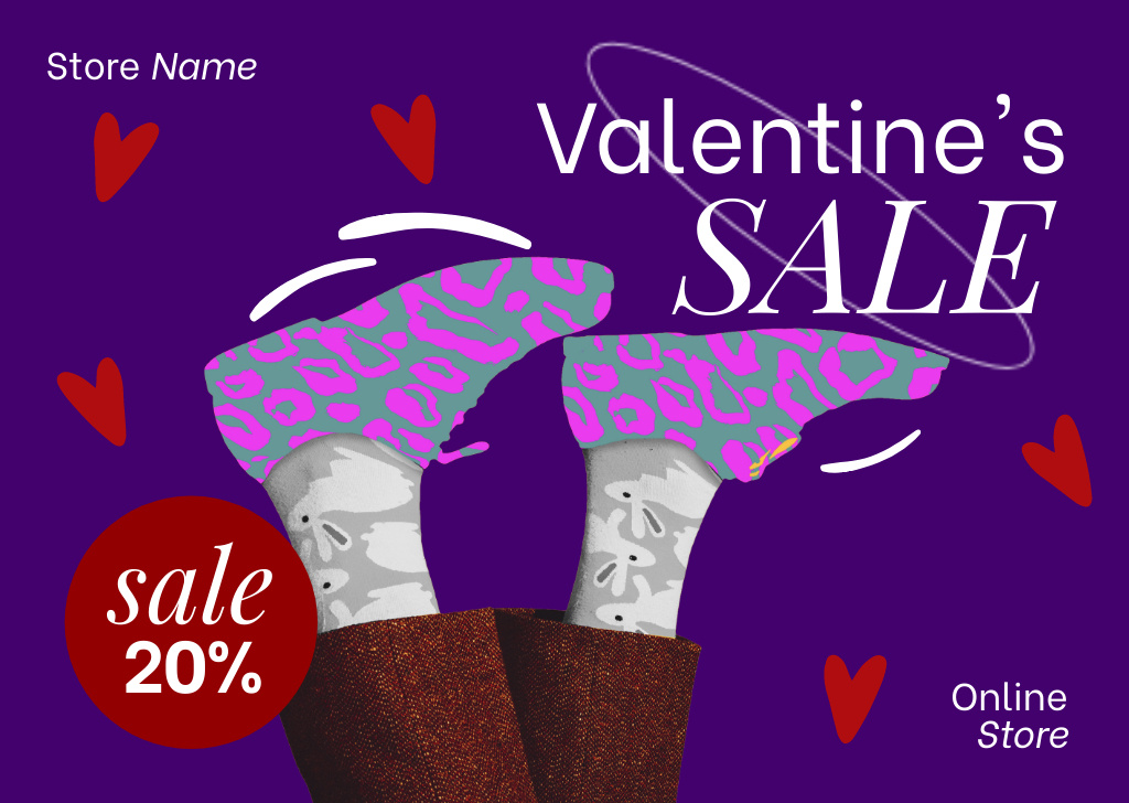 Valentine's Day Shoe Sale Announcement Online Card Template VistaCreate