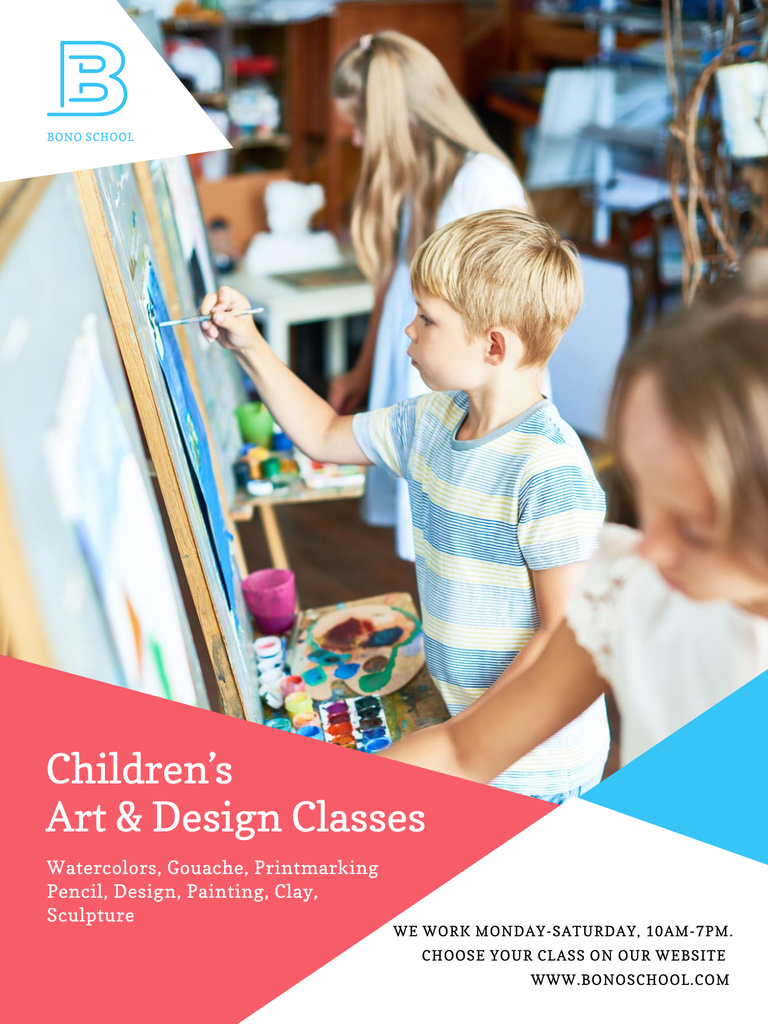 Children's art classes advertisement Online Poster Template VistaCreate