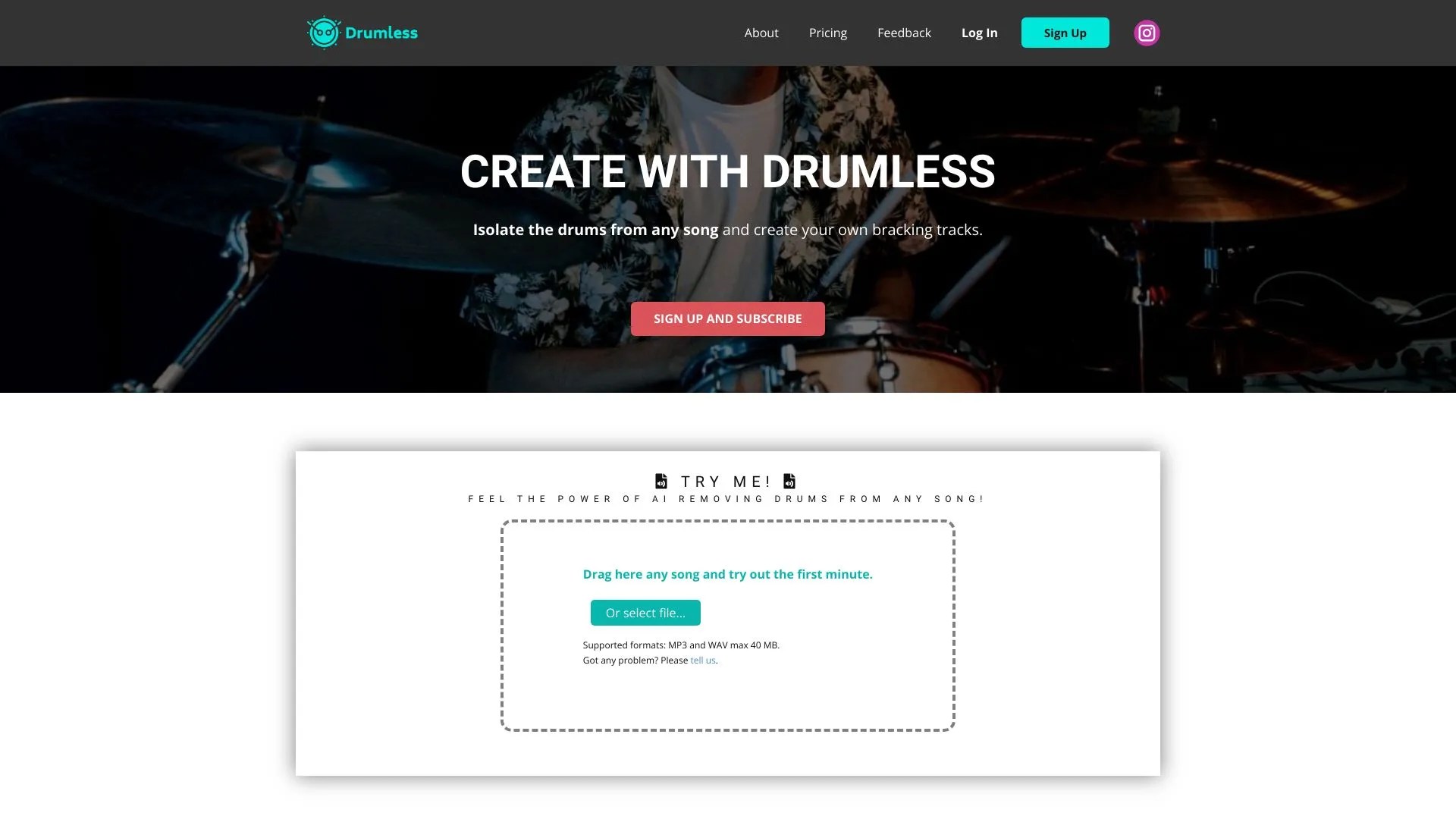Drumless Remove Drums from Any Song for Practice Creati.ai