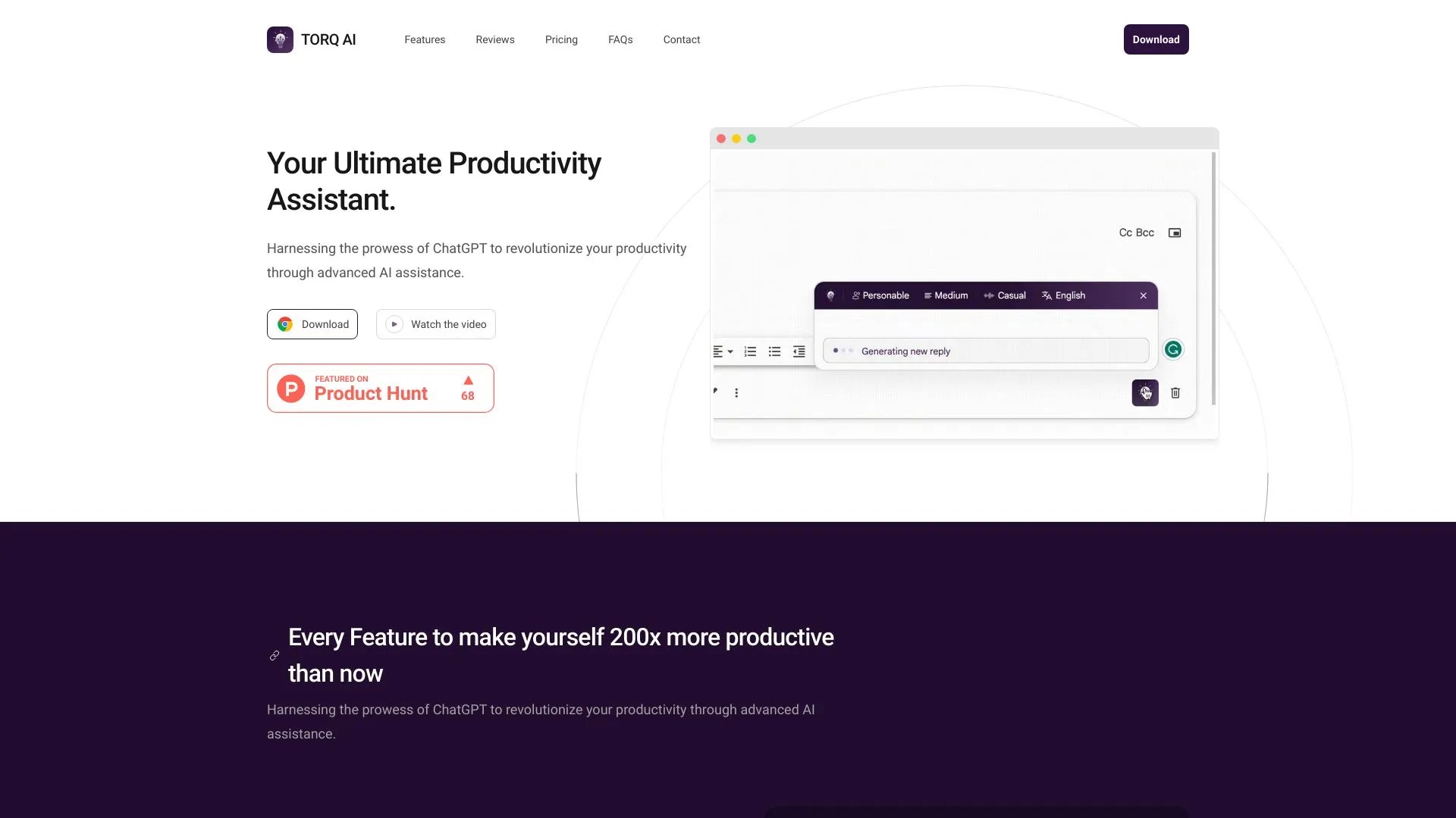 Torq AI Ultimate Productivity Tool for Text and Email Creati.ai