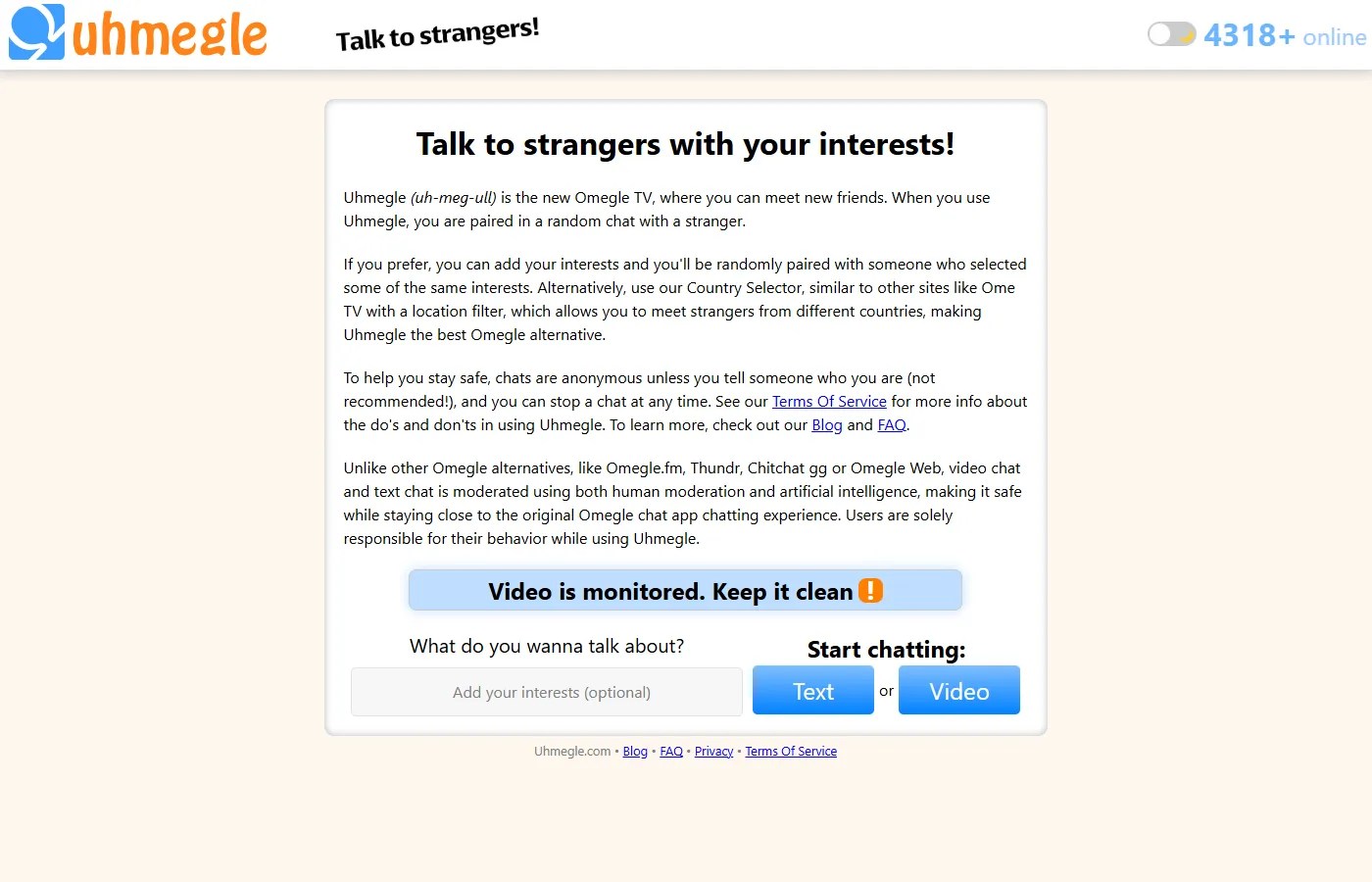 Uhmegle - Safe AI-moderated Video and Text Chat | Creati.ai