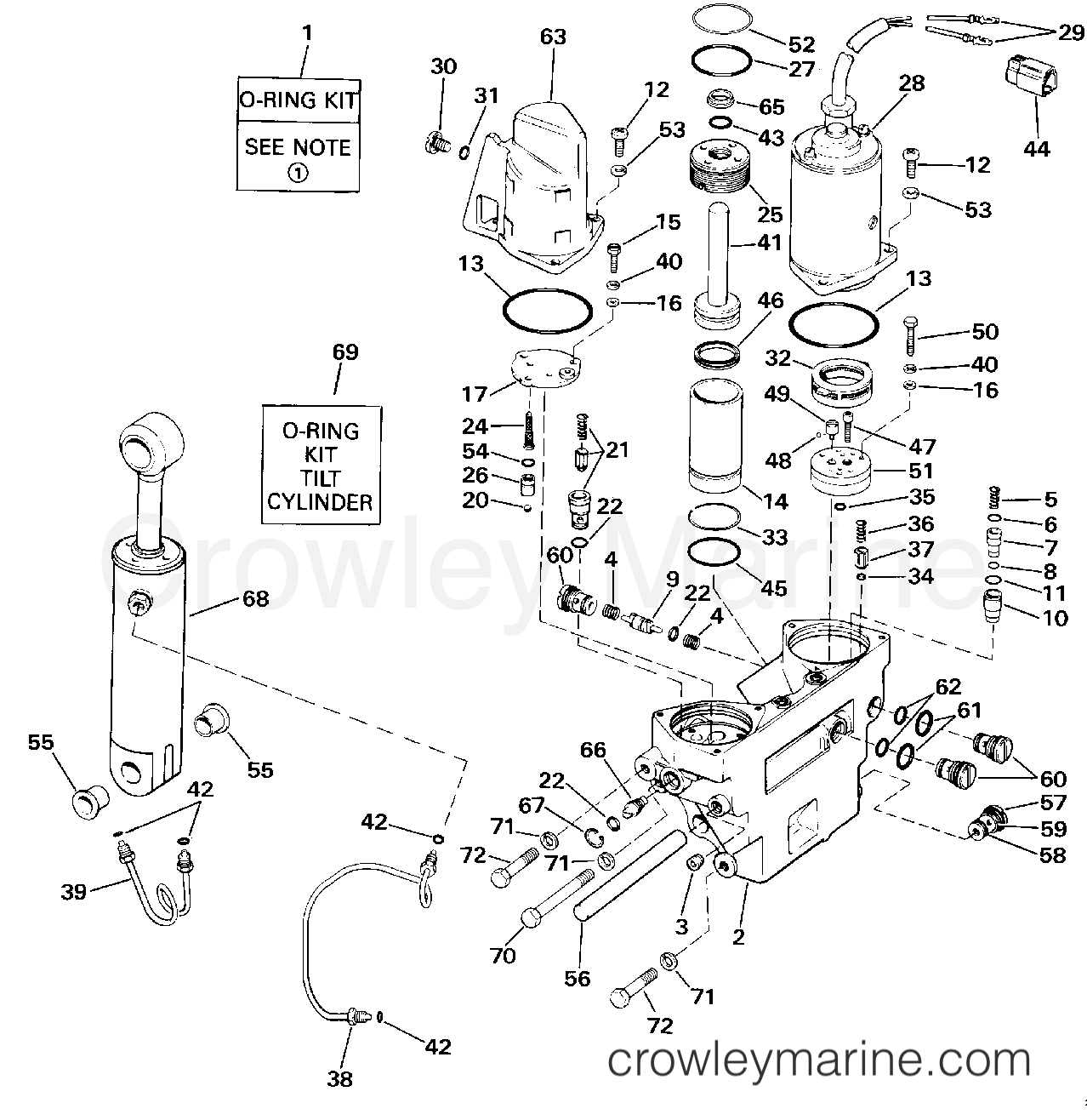 POWER TRIM/TILT HYDRAULIC ASSEMBLY 1990 Evinrude Outboards 200