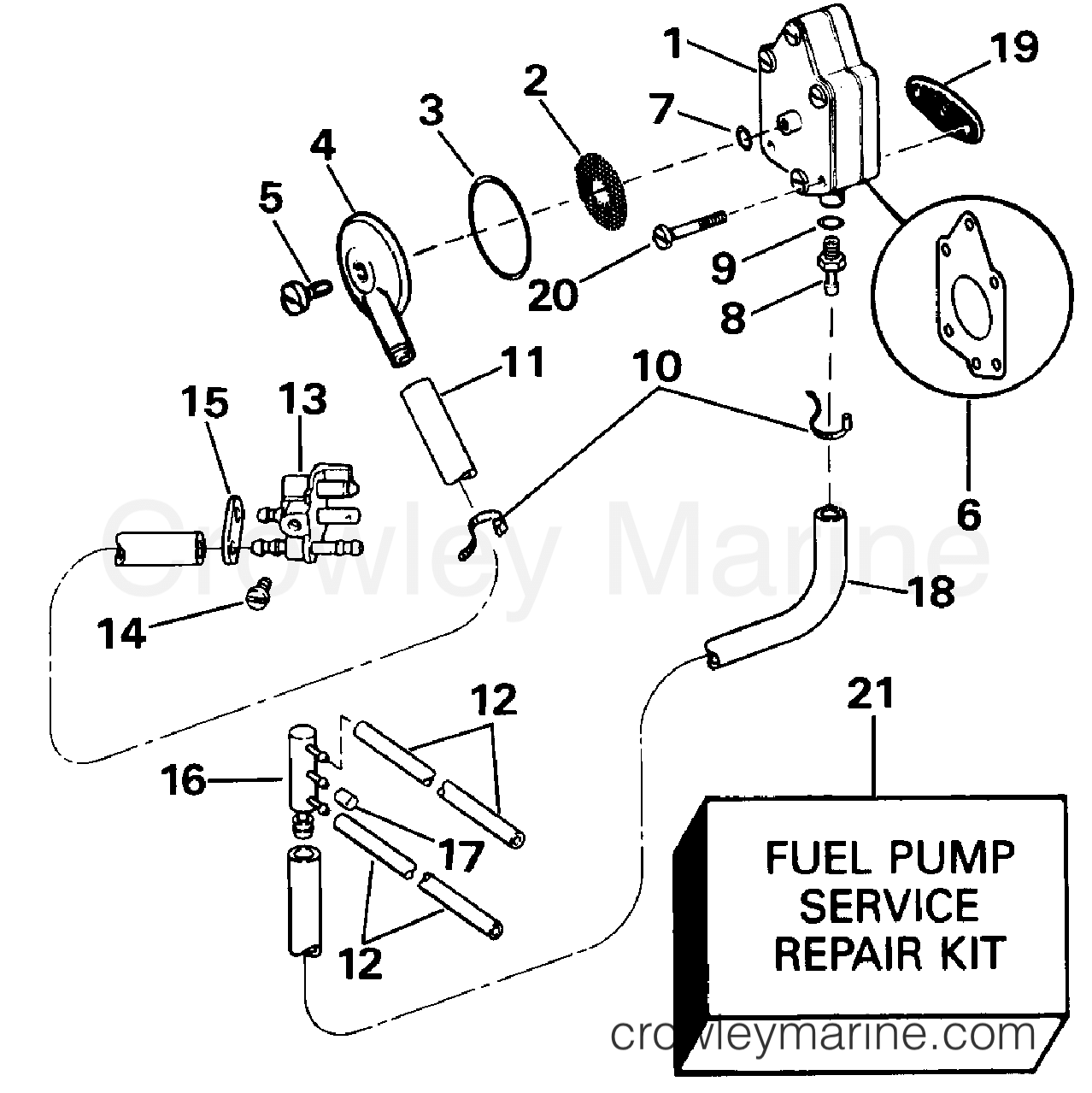 FUEL PUMP AND FILTER 1992 Johnson Outboards 48 J48ESLENB Crowley Marine