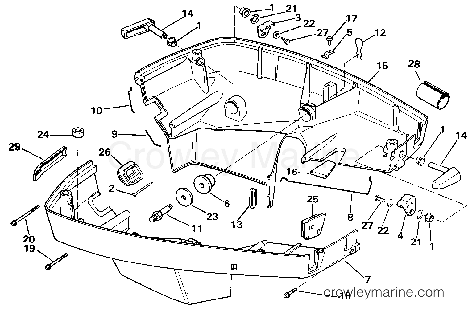 LOWER ENGINE COVER 1992 Outboard 140 VE140TLENS Crowley Marine