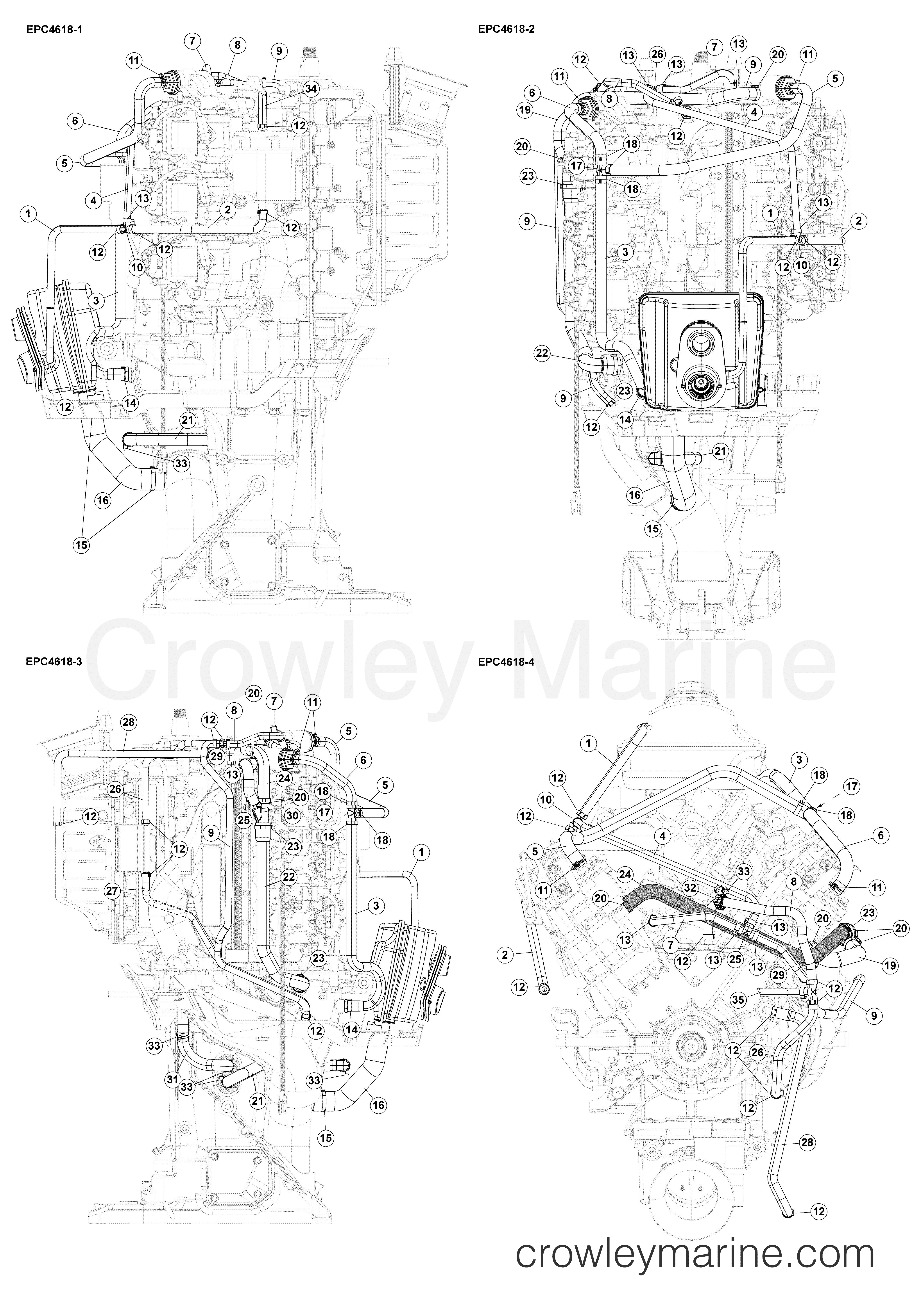 COOLING HOSES AB Evinrude Outboards 300 3.4L E300XUABA Crowley Marine