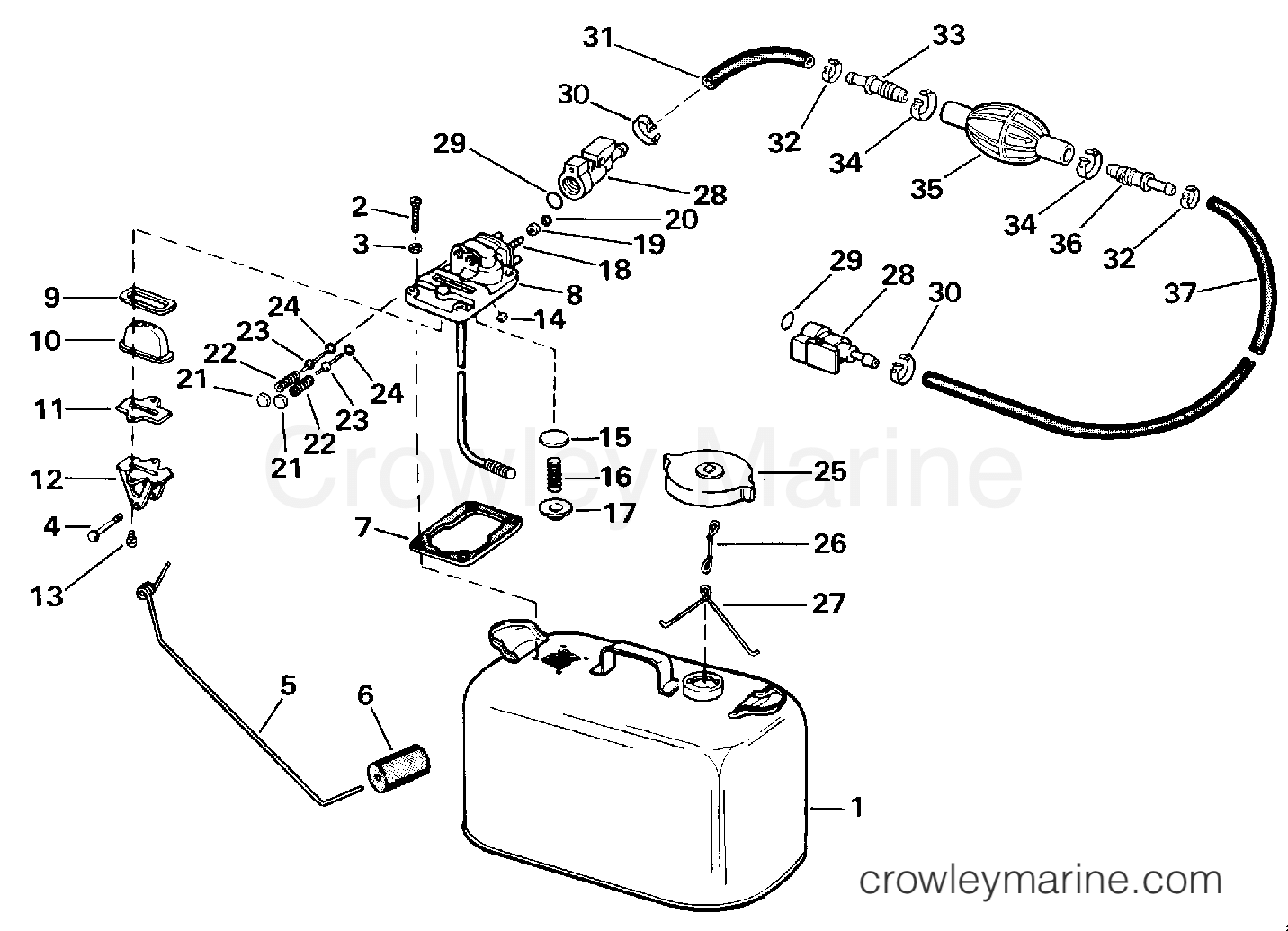 FUEL TANK WITH GAUGE 1987 Outboard 35 E35ARLCUD Crowley Marine