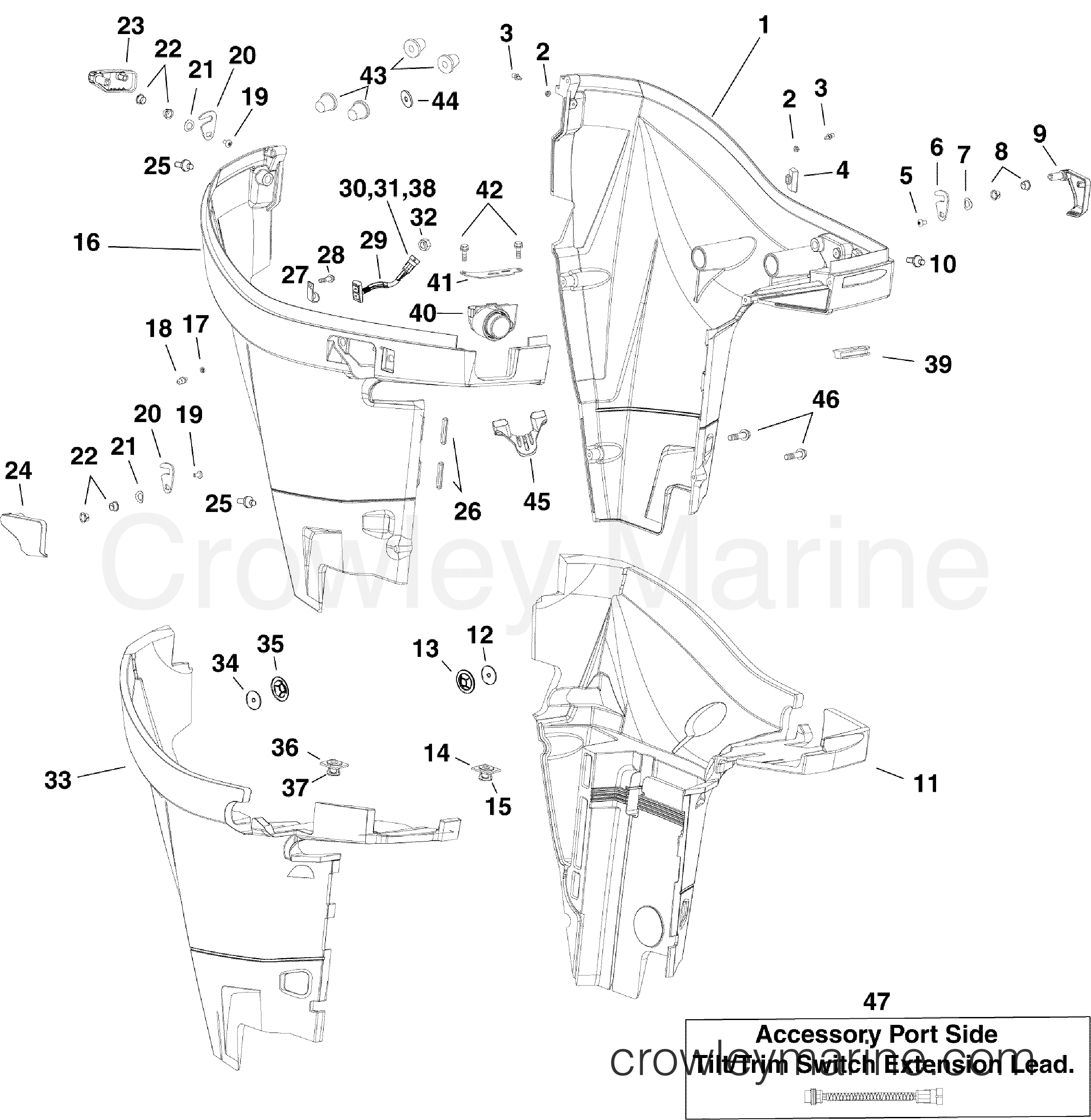 LOWER ENGINE COVER 2010 Outboard 300 E300DPXISG Crowley Marine