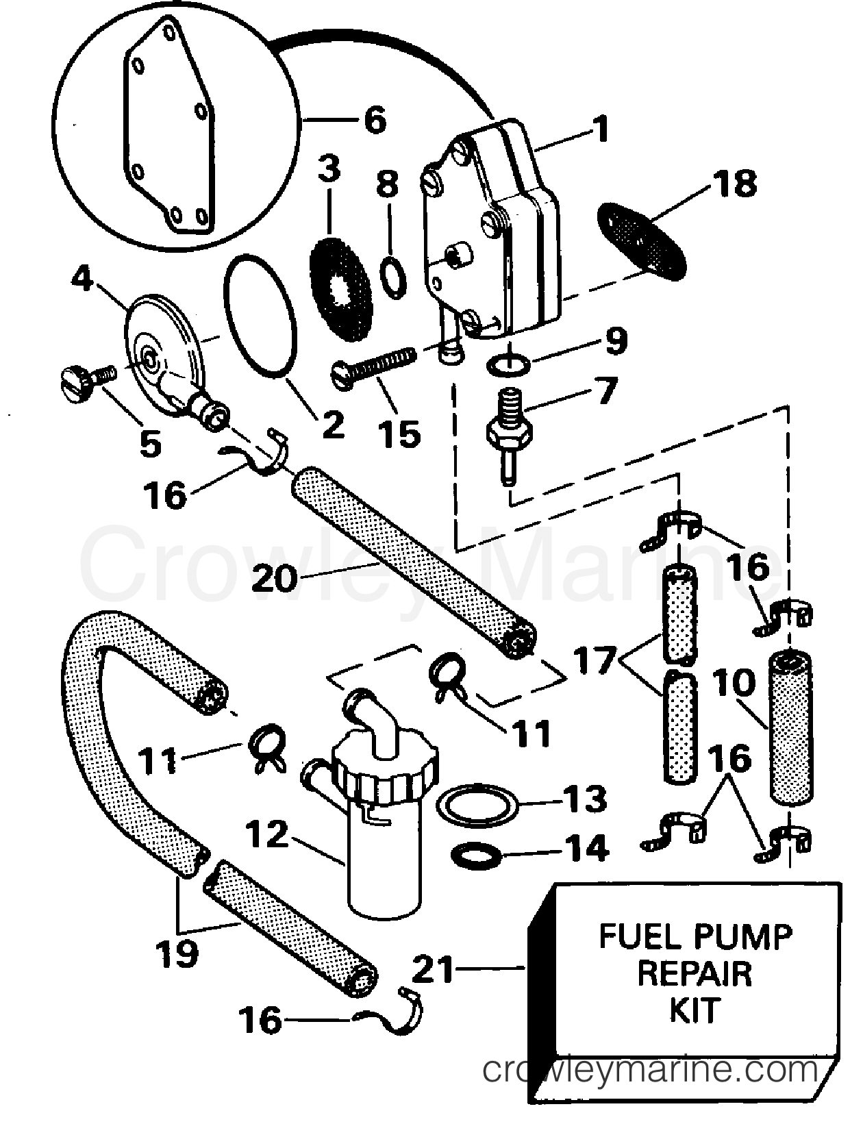 FUEL PUMP 1995 Johnson Outboards 25 J25RWLEOS Crowley Marine