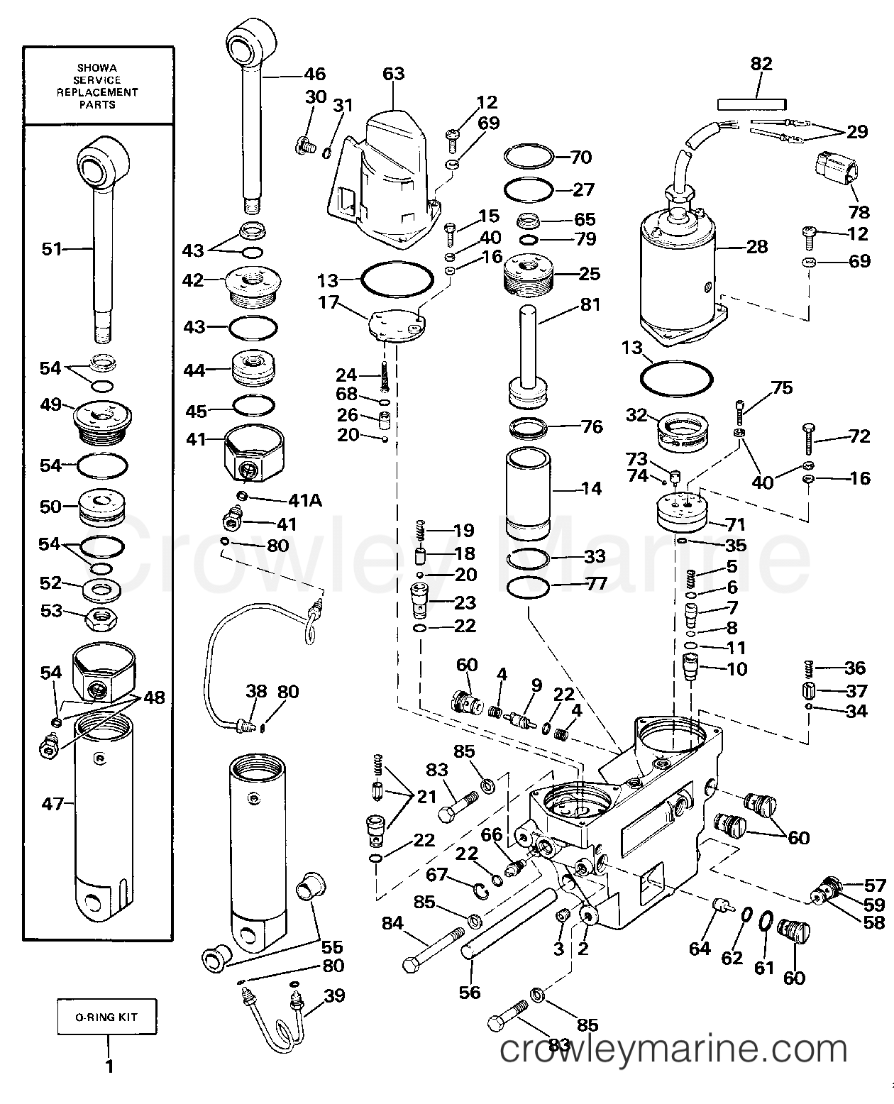 POWER TRIM/TILT HYDRAULIC ASSEMBLY 1987 Outboard 70 E70ELCUR