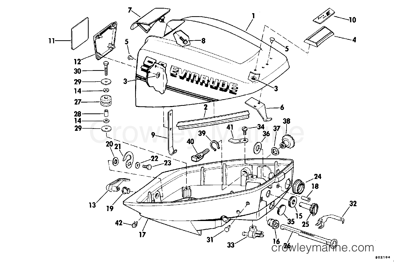 MOTOR COVER 1980 Evinrude Outboards 9.9 E10RCSE Crowley Marine