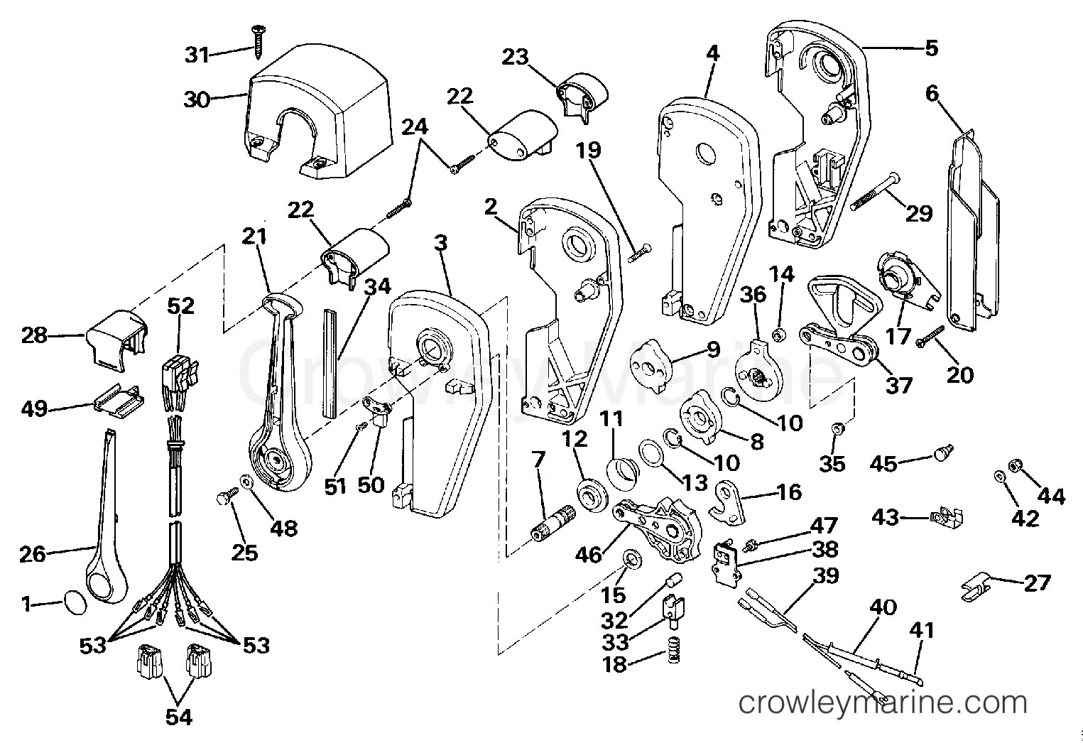 REMOTE CONTROL ASSEMBLY BINNACLE MOUNT, DUAL LEVER 1989 Johnson Outboards 120 J120TLCEM