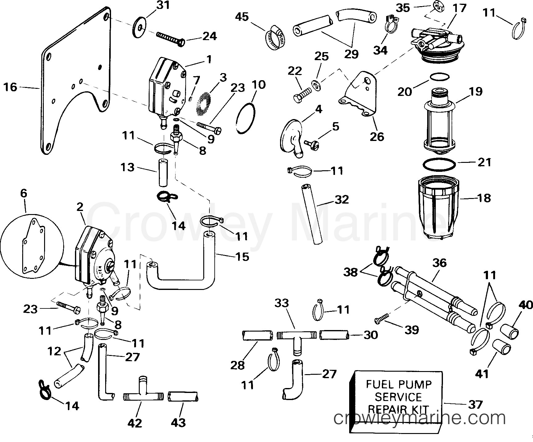 FUEL PUMP & FILTER 2000 Johnson Outboards 105 J105WELSSC Crowley Marine