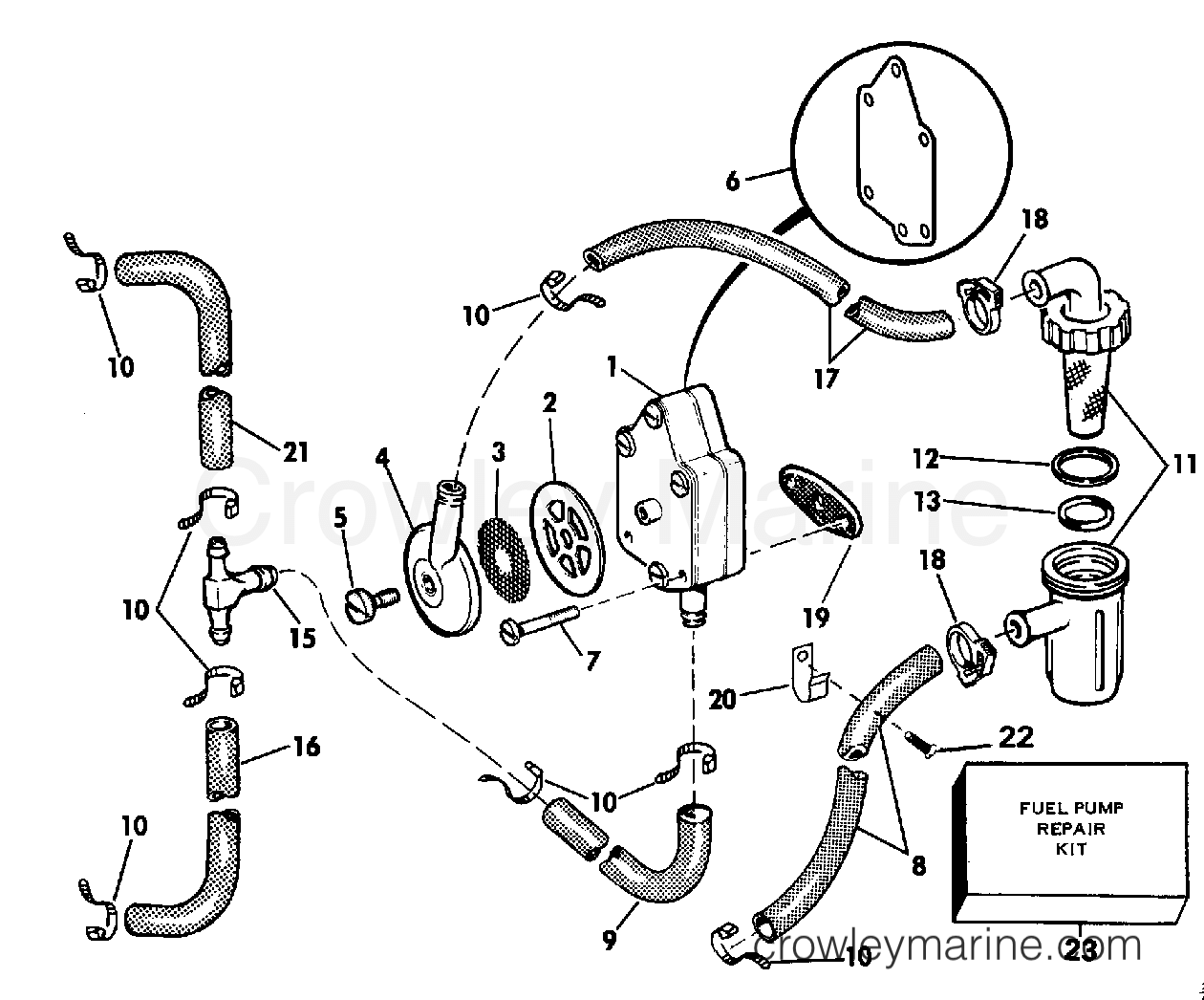 FUEL PUMP AND FILTER - ROPE START - 1989 Johnson Outboards 55 J55RWLE