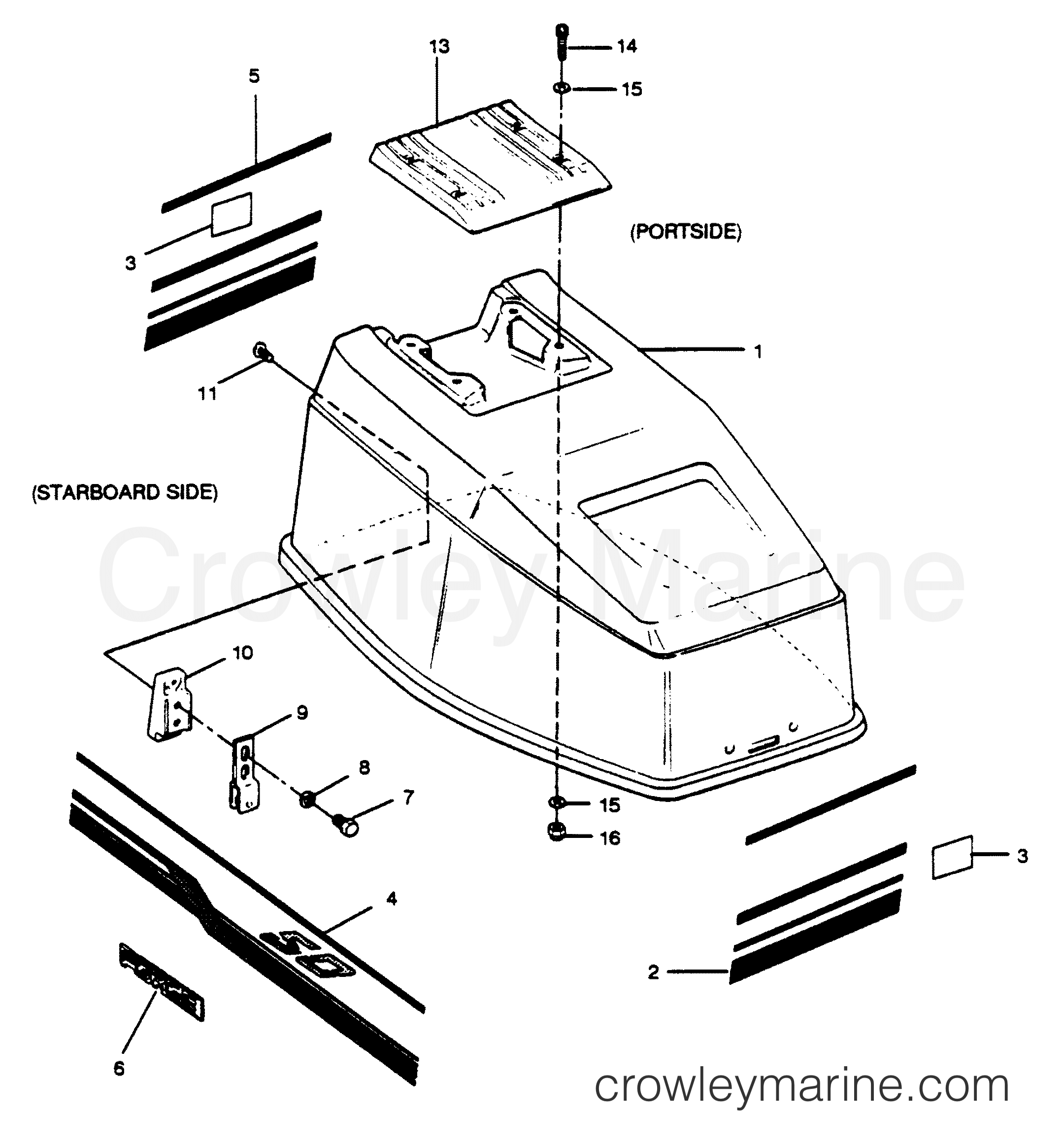 ENGINE COVER SPECTRUM & BAYLINER MODELS 1989 Outboard 50 H0505C89B [B