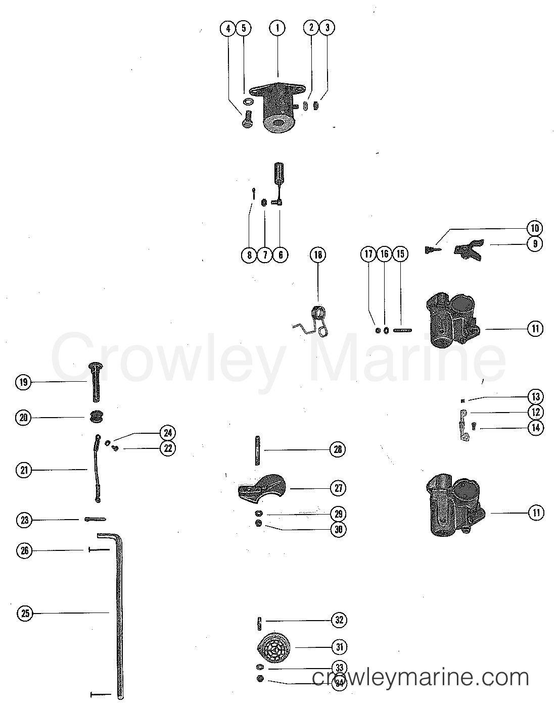 CARBURETOR LINKAGE AND CHOKE SOLENOID Serial Range Outboard 650 (4