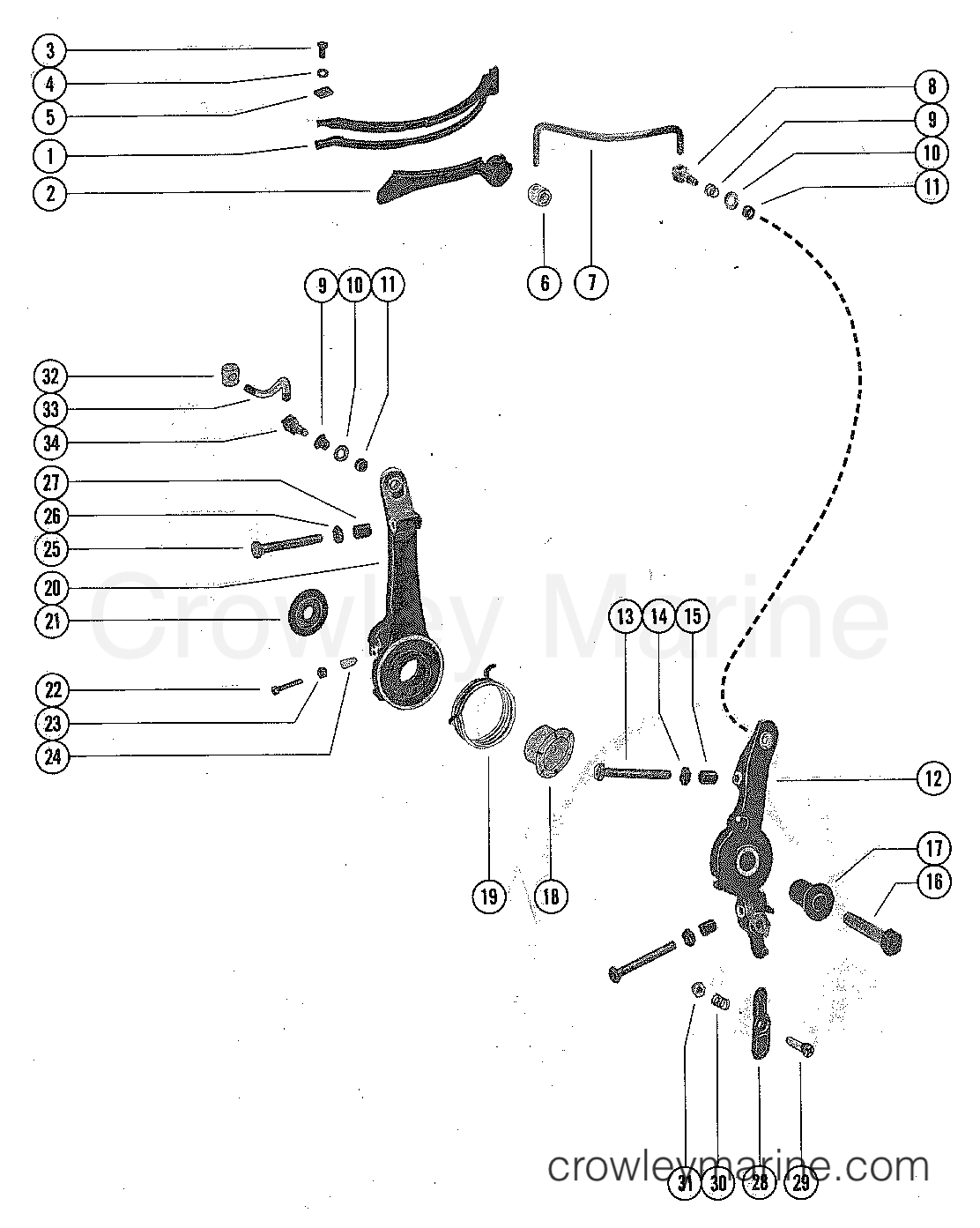 Throttle Control Linkage And Spark Advance - 1976 Outboard 65 1650506 | Crowley Marine
