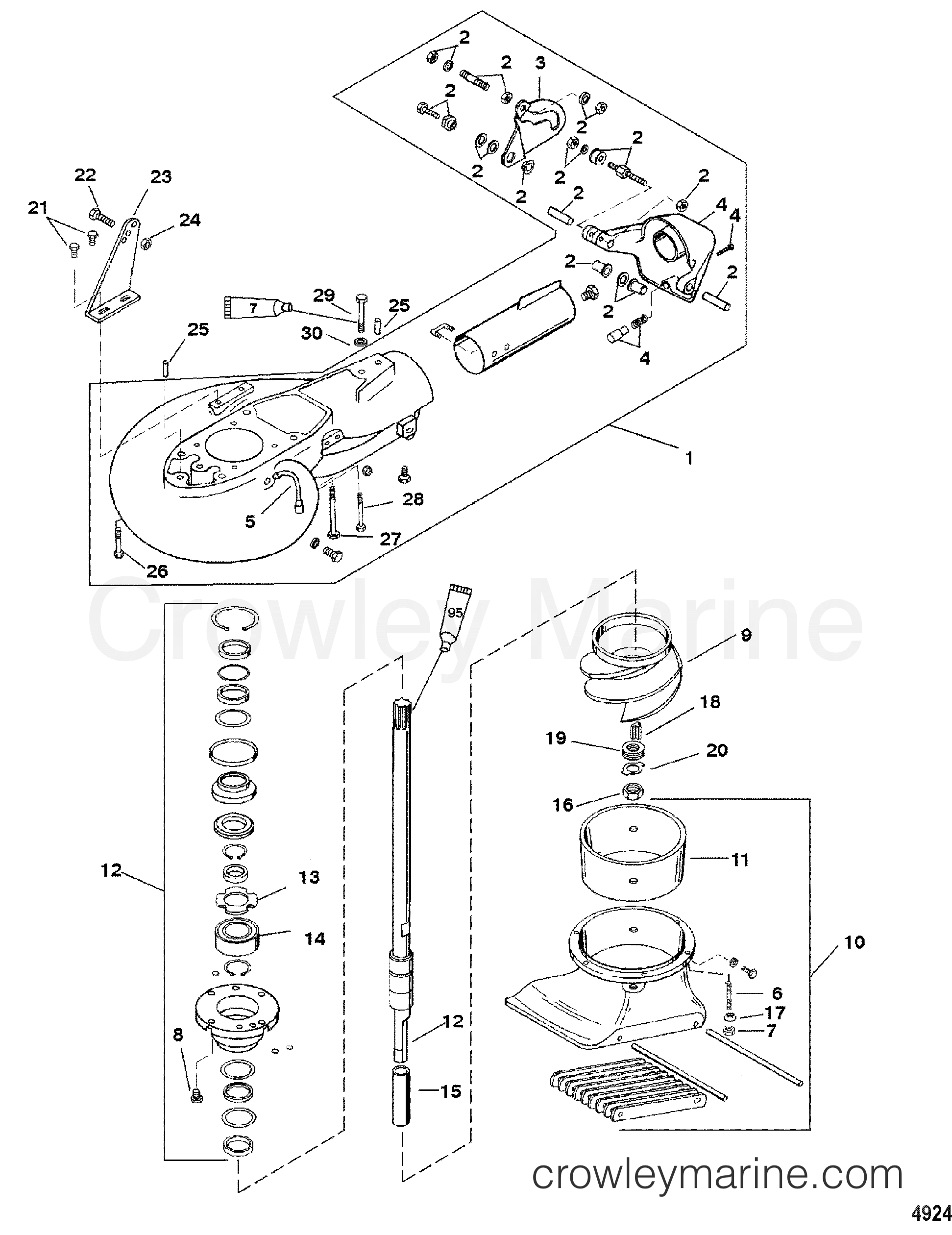 JET PUMP ASSEMBLY 2001 Mercury Outboard 60 [JET 40 EO] 1060372YD Crowley Marine