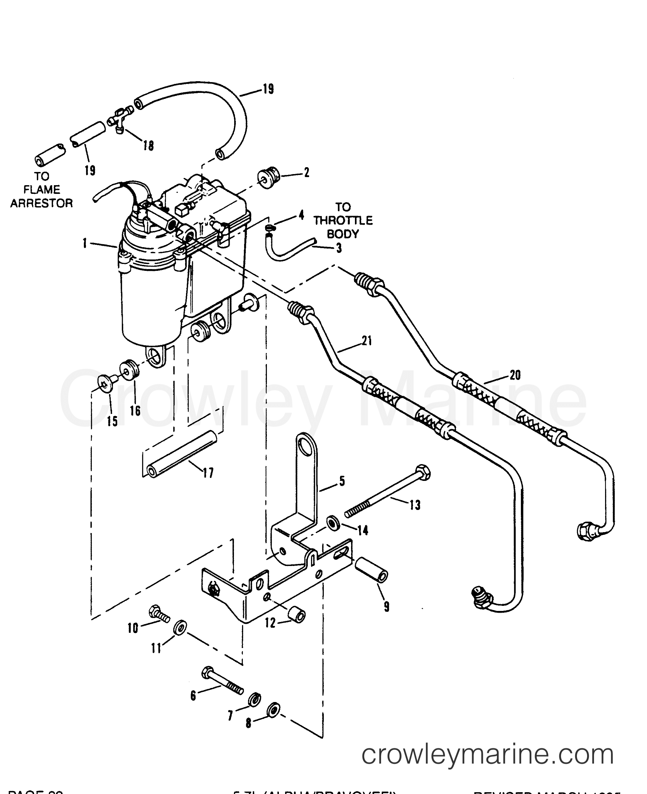 VAPOR SEPARATOR TANK AND FUEL LINES 1994 Stern Drive 5.7L TBI [BRAVO