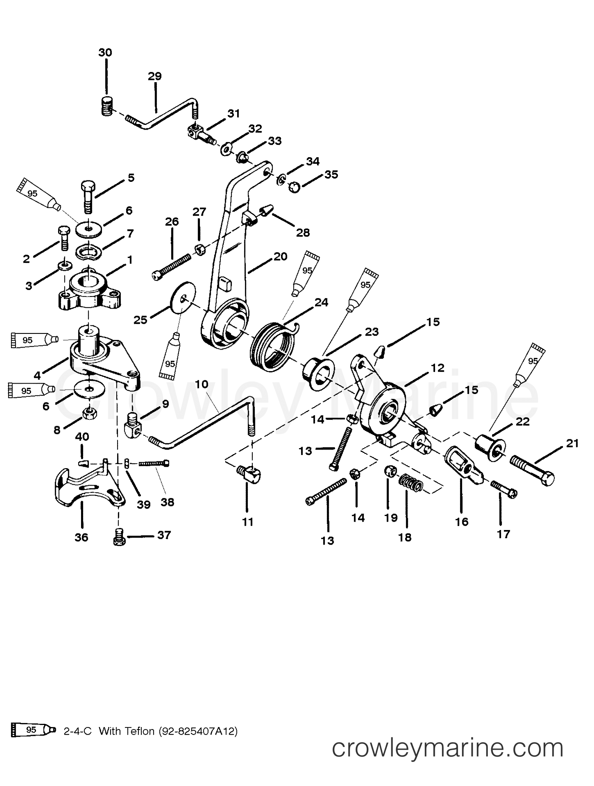 THROTTLE CONTROL LINKAGE (METAL LINK ROD SWIVELS) 1989 Outboard 40 [ELHPTO] 70404119D
