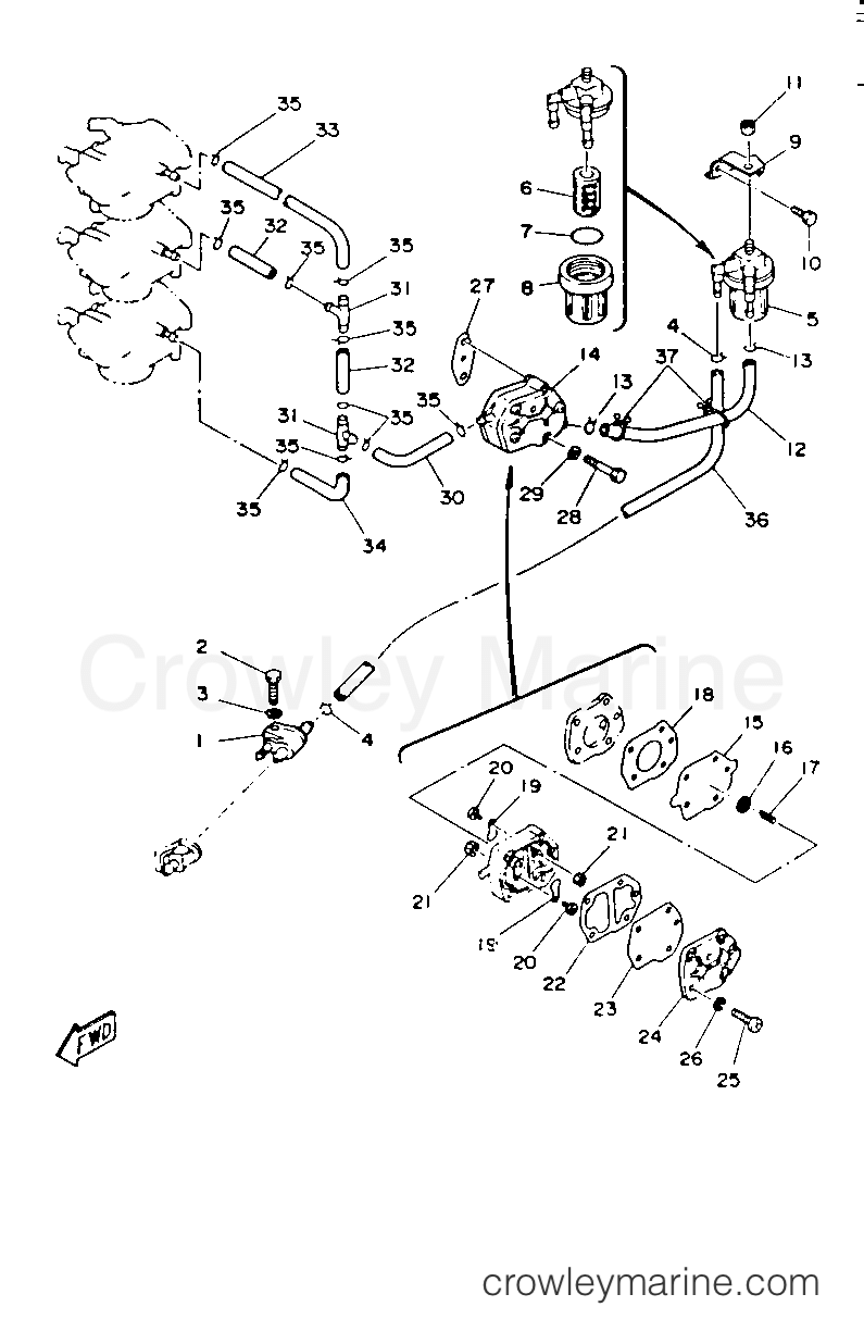 FUEL SYSTEM - 1990 Outboard 40hp 40ETLD | Crowley Marine