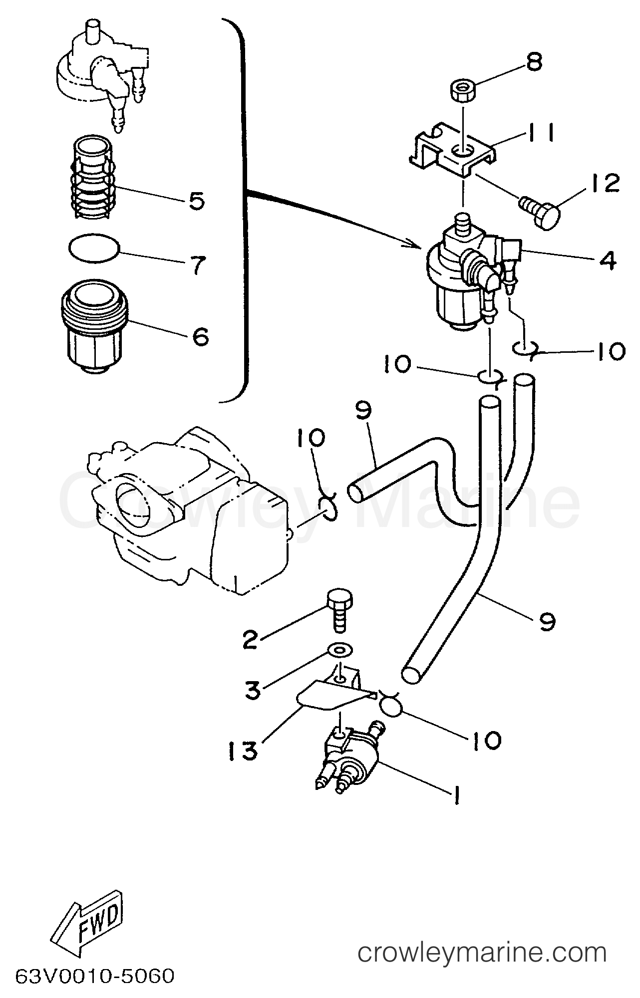 FUEL 1999 Yamaha Outboard 15hp 15MSHX Crowley Marine