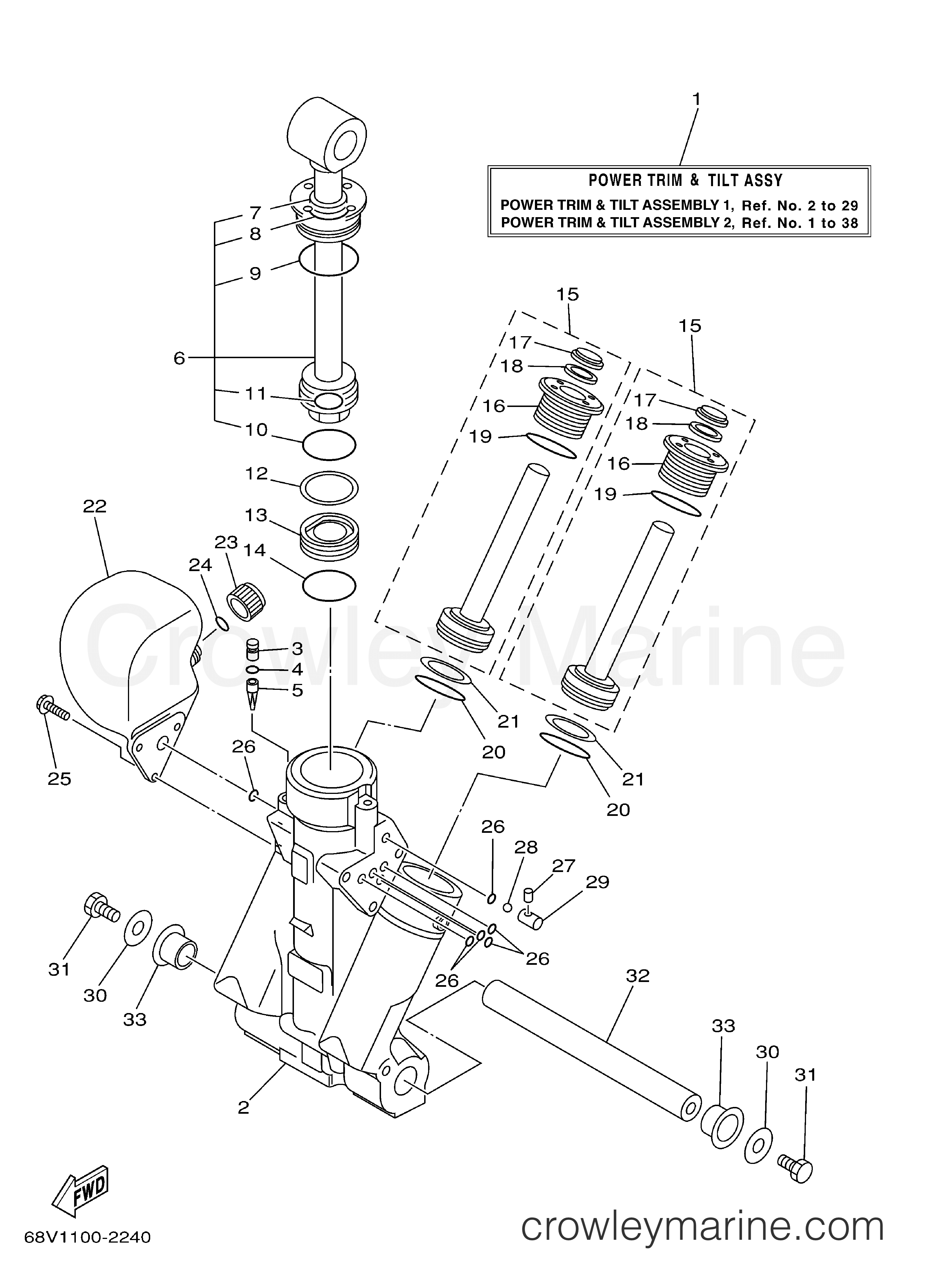 POWER TRIM & TILT ASSEMBLY 1 2005 Outboard 115hp F115TLRD Crowley