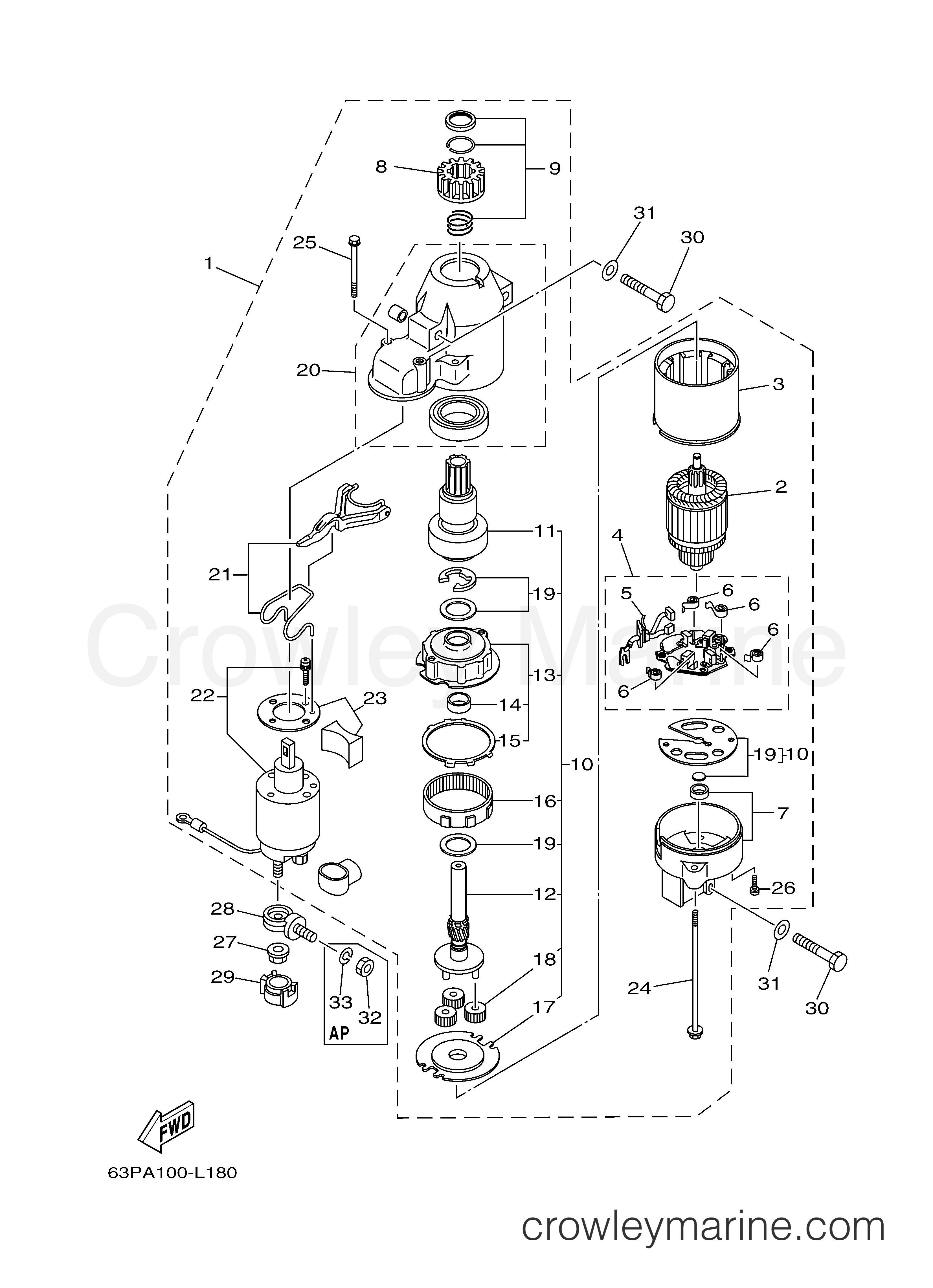 STARTING MOTOR - 2014 Yamaha Outboard 150hp F150LA | Crowley Marine