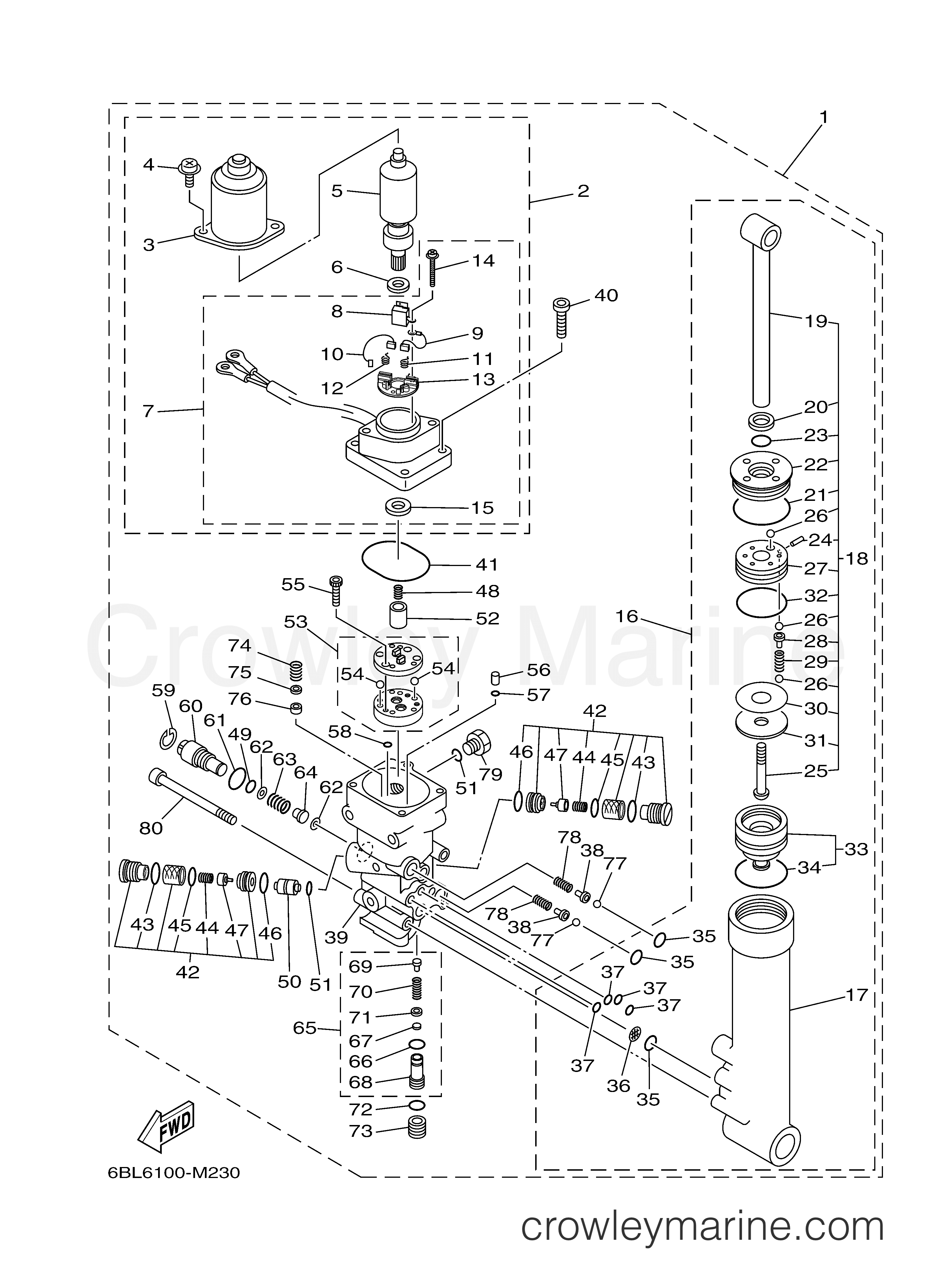 POWER TRIM TILT ASSY 2013 Yamaha Outboard 40hp F40JEHA Crowley Marine