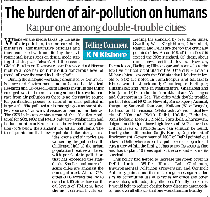 Air pollution is now the fifth largest killer in India, says newly