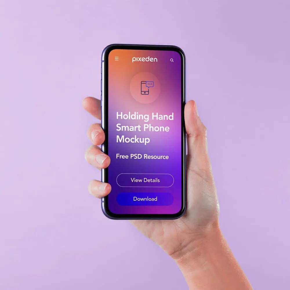 Hand Holding PSD Smartphone Mockup » CSS Author
