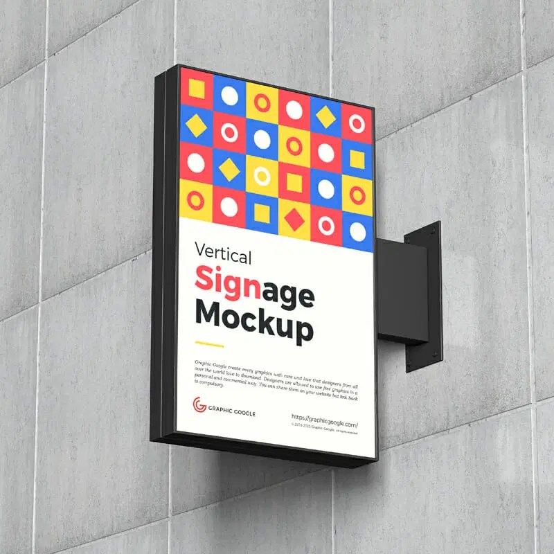 Free Vertical Advertising Signage Mockup PSD
