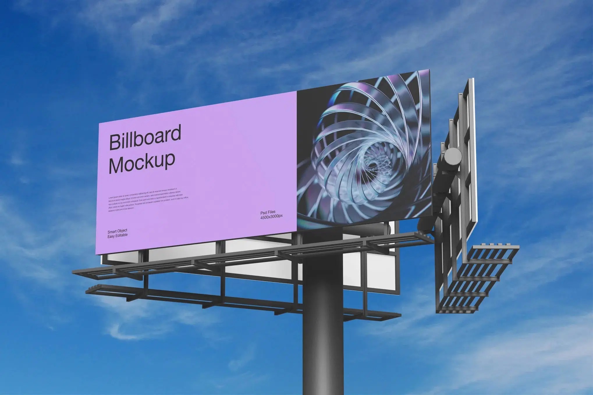 Free Outdoor Billboard Mockup With Dark Stone Background PSD