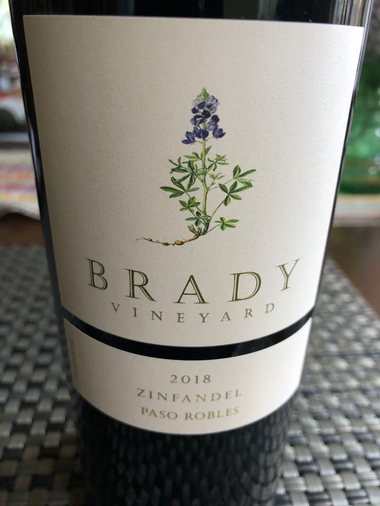 2018 Brady Vineyard Zinfandel, USA, California, Central Coast, Paso
