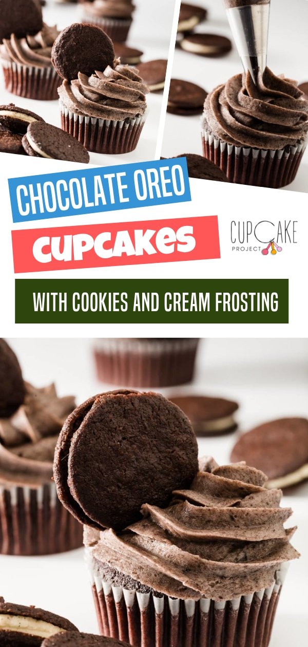 Chocolate Oreo Cupcakes with Cookies & Cream Frosting Cupcake Project