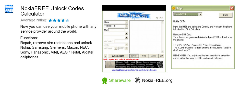 NOKIAFREE UNLOCK CODES CALCULATOR