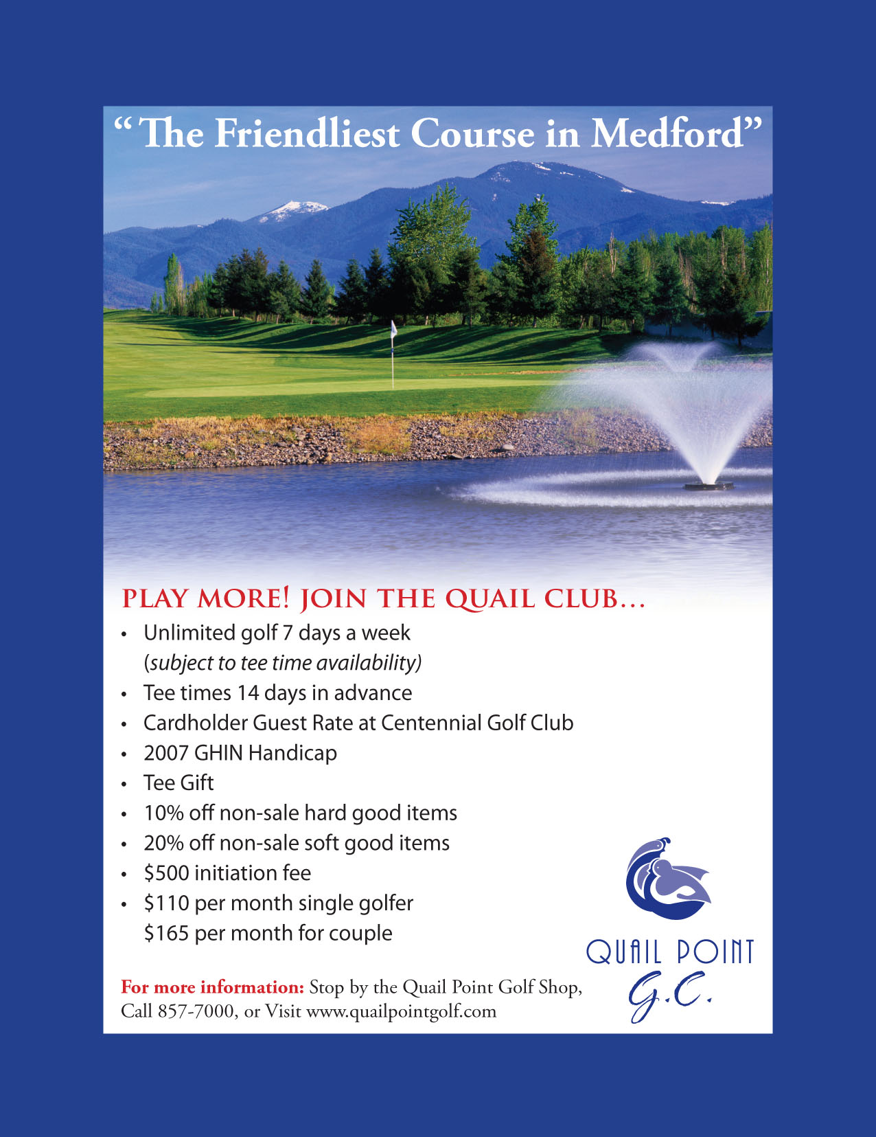 Medford, Oregon Golf Courses Quail Point Golf Course Medford