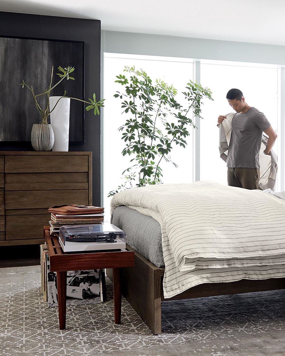 Atlas King Bed with Panel Nightstands Crate & Barrel Canada