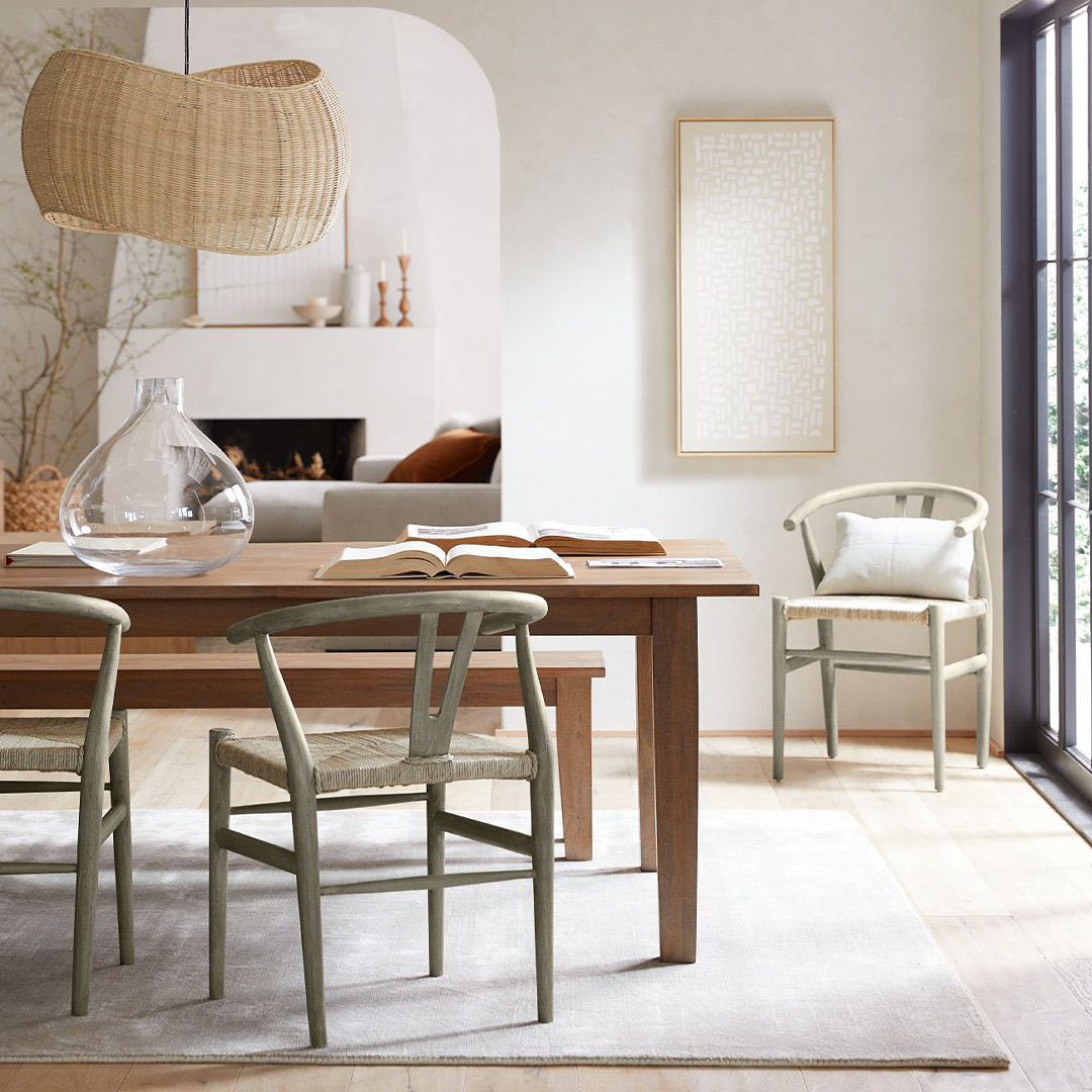 Crescent Weathered Grey Wood Wishbone Dining Chair + Reviews Crate