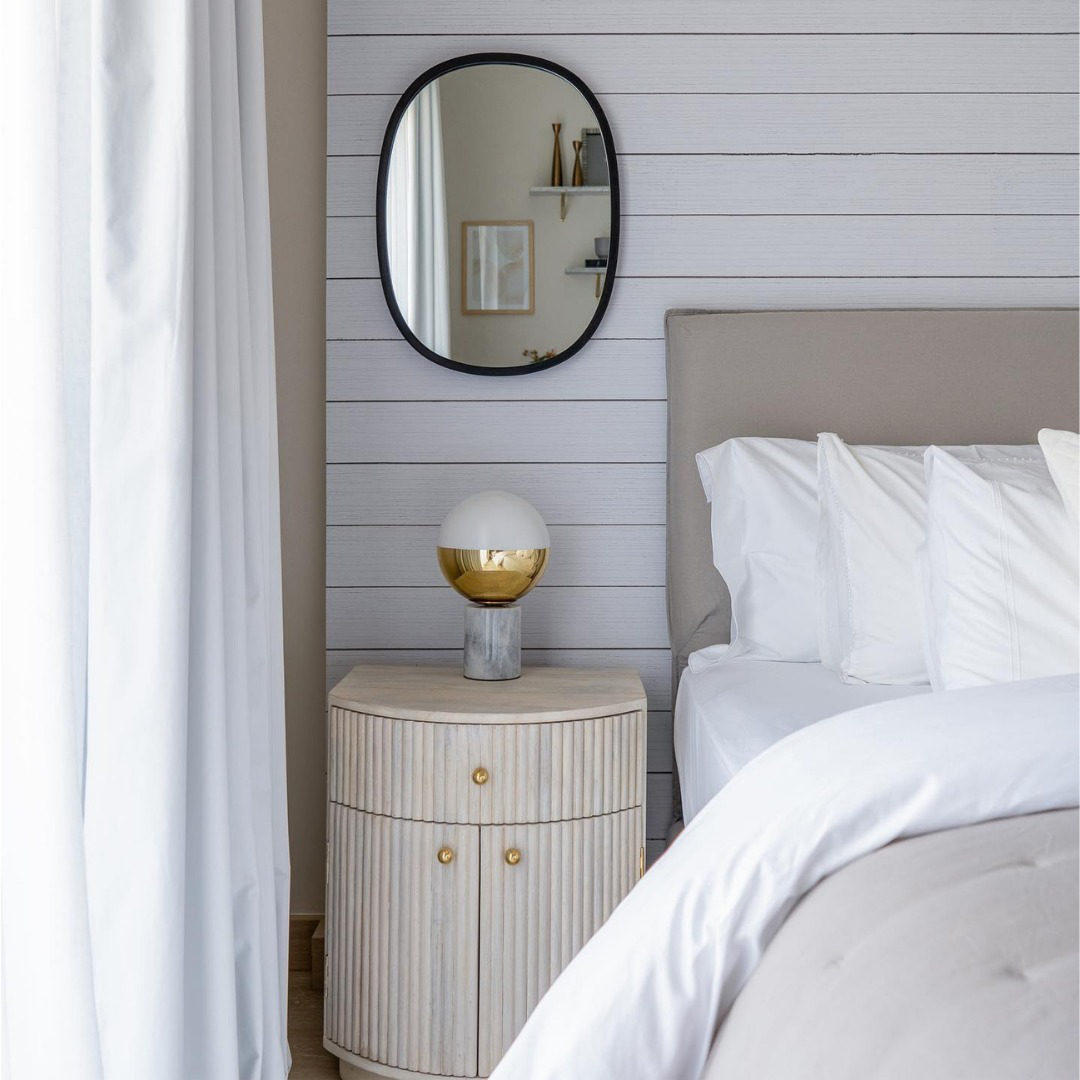 Cameo Curved Whitewashed Wood Nightstand with Drawer + Reviews CB2 Canada