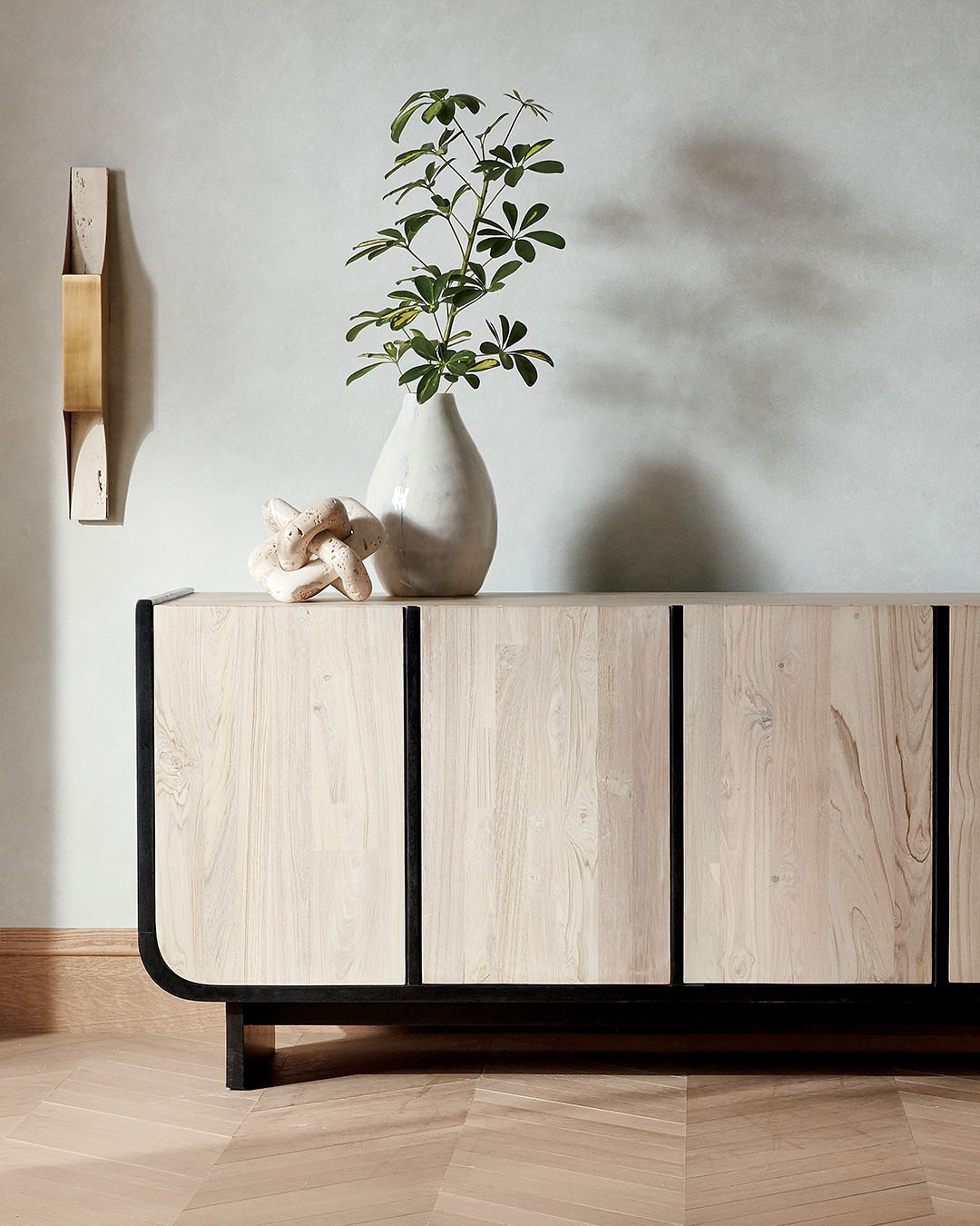 Sion 61" WhiteWashed Teak Wood Credenza + Reviews CB2