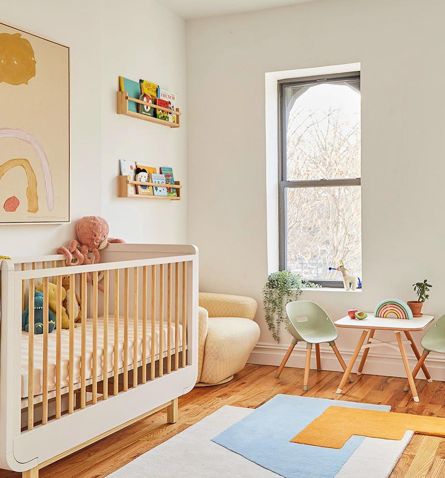 Steamer Lane TwoTone White and Wood 3in1 Convertible Baby Crib