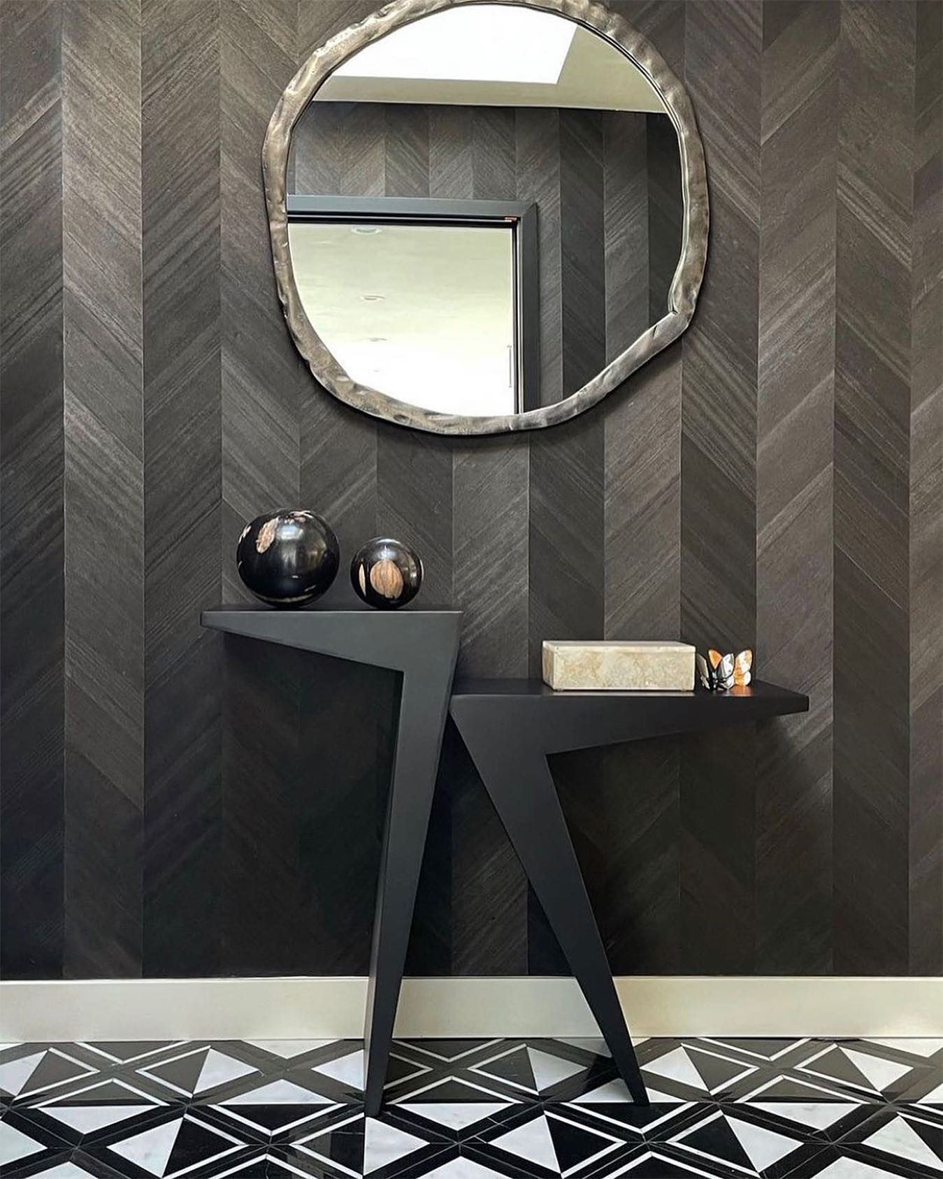 Abel Black Round Wall Mirror 34" + Reviews CB2