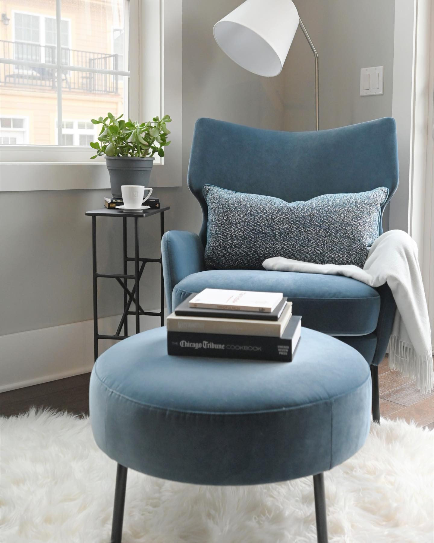 Alex Navy Blue Velvet Accent Chair + Reviews Crate & Barrel