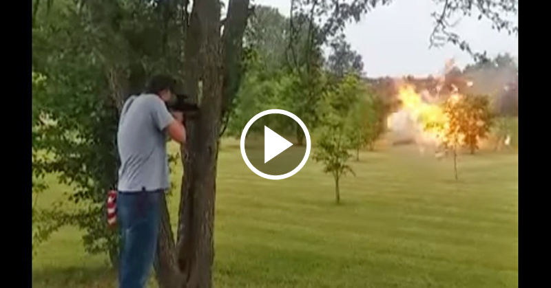Watch Man Almost Killed By Flying Door After Shooting Refrigerator