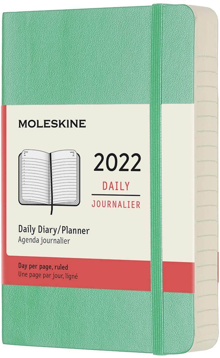 Agenda 2022 12Month Daily Planner Pocket, Soft Cover Ice Green