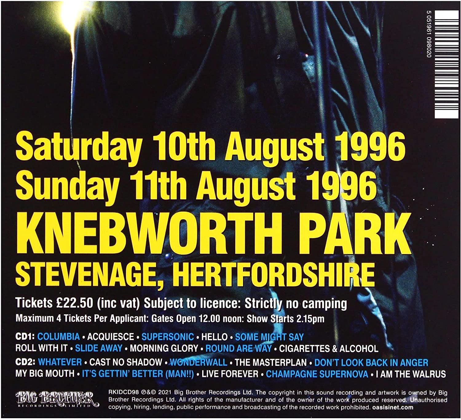 Oasis Knebworth 1996 Oasis