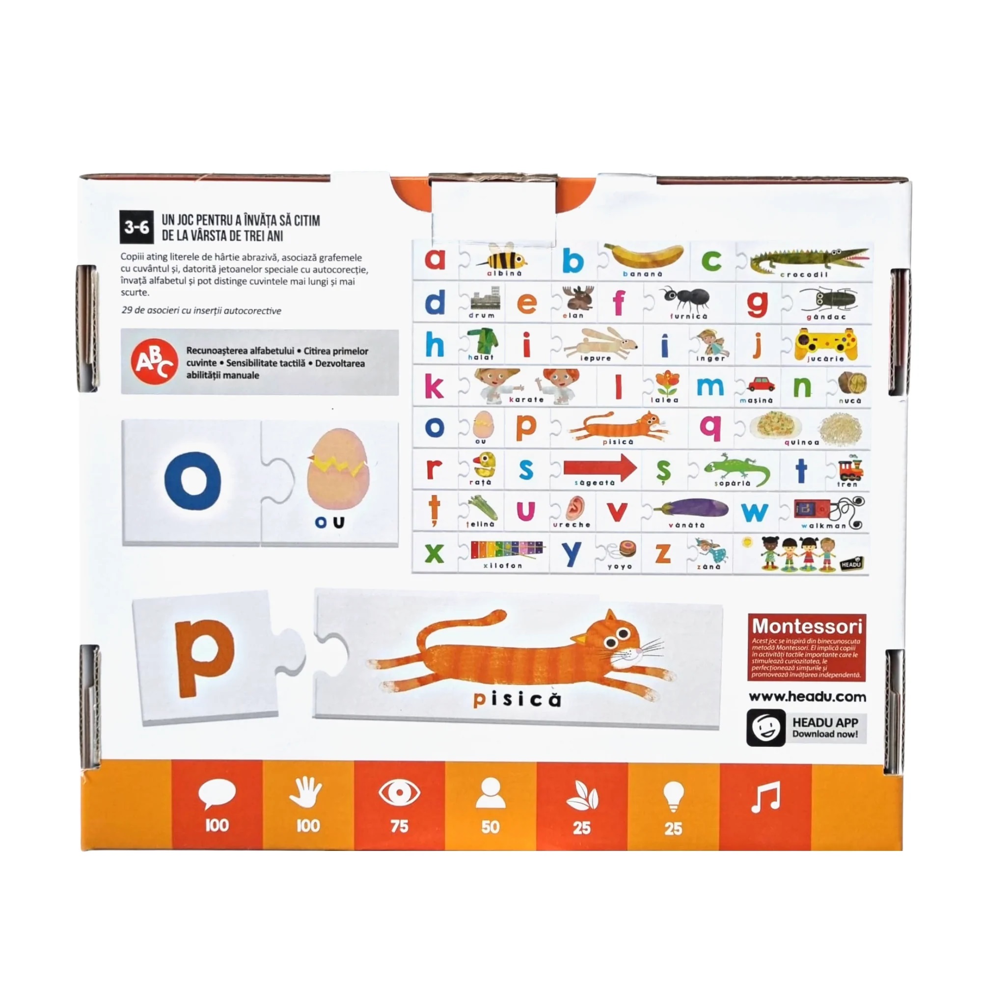 Puzzle educativ ABC in limba romana Headu