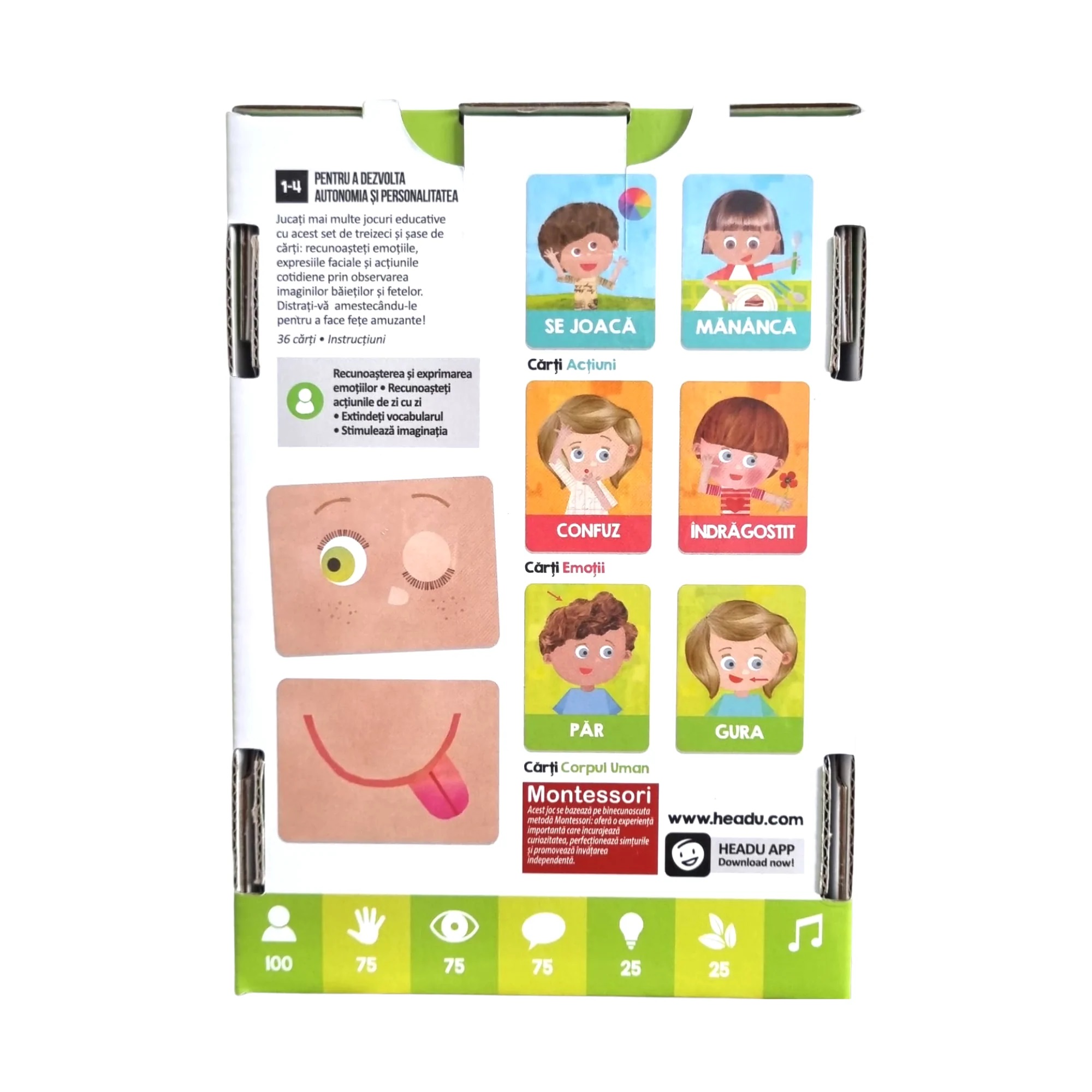Puzzle educativ Carti emotii si actiuni in limba romana Headu