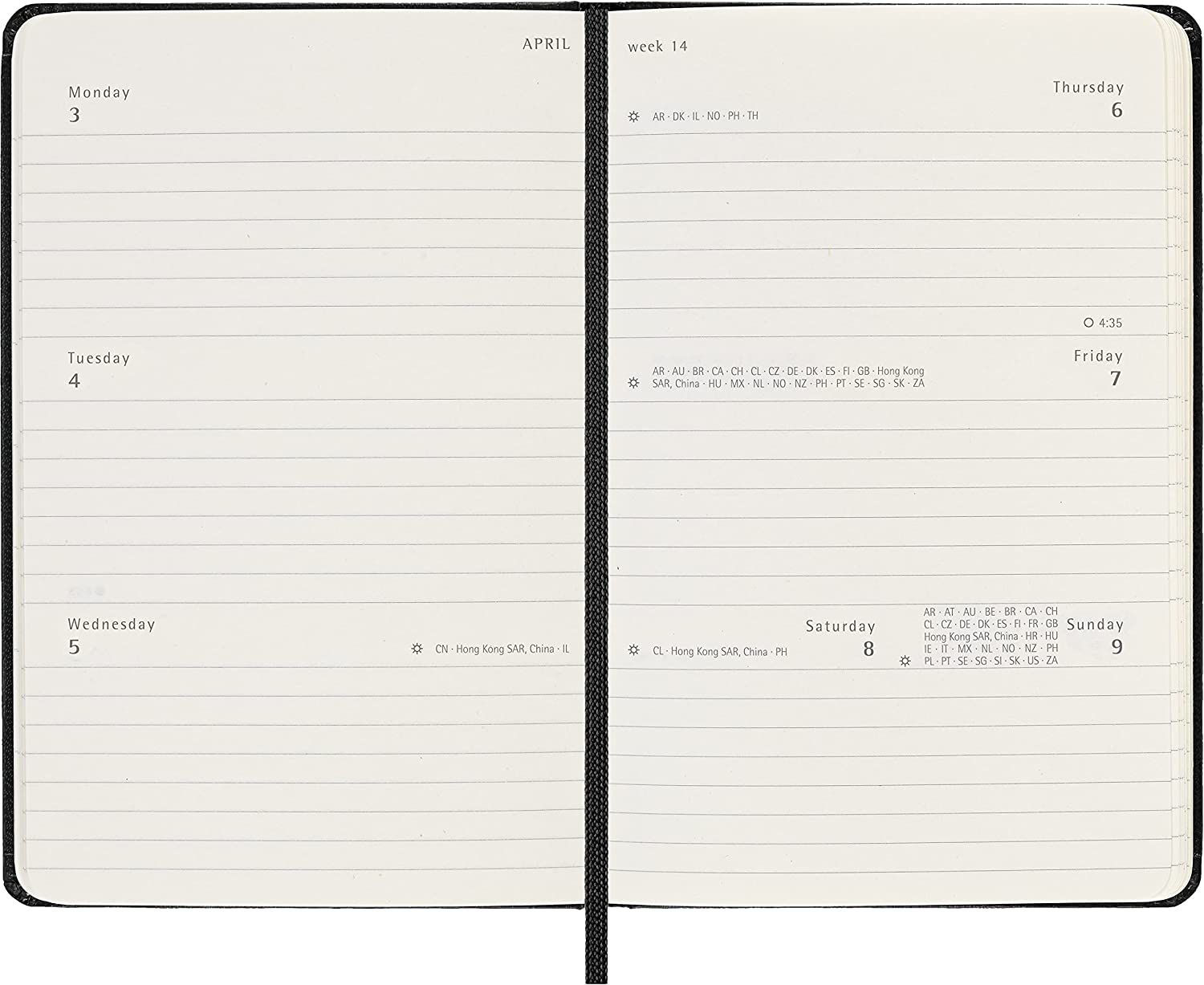 Agenda Moleskine 2023 12M, Weekly Horizontal Diary/ Planner, Pocket