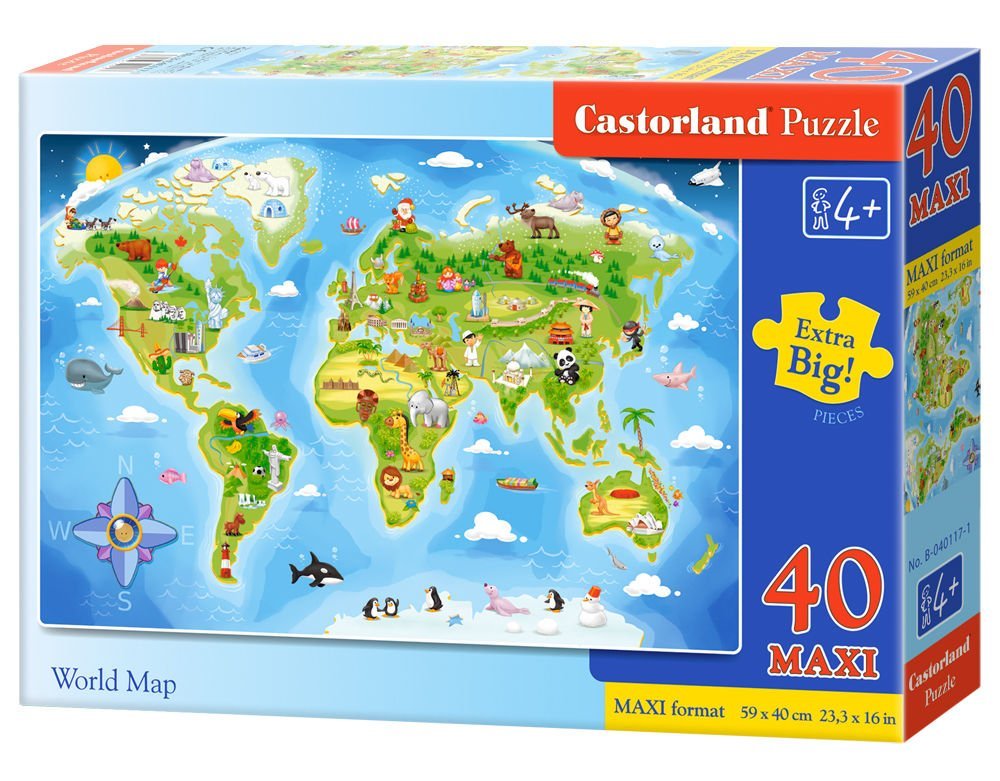 Puzzle Maxi Castorland, World Map, 40 piese Castorland